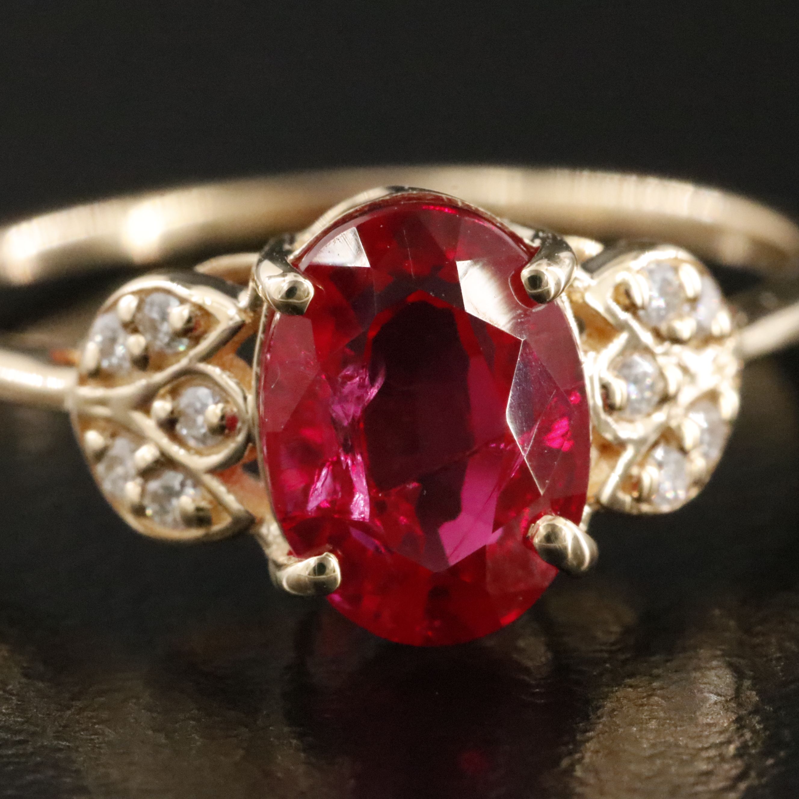 14K 1.74 CT Lab Grown Ruby and Moissanite Ring