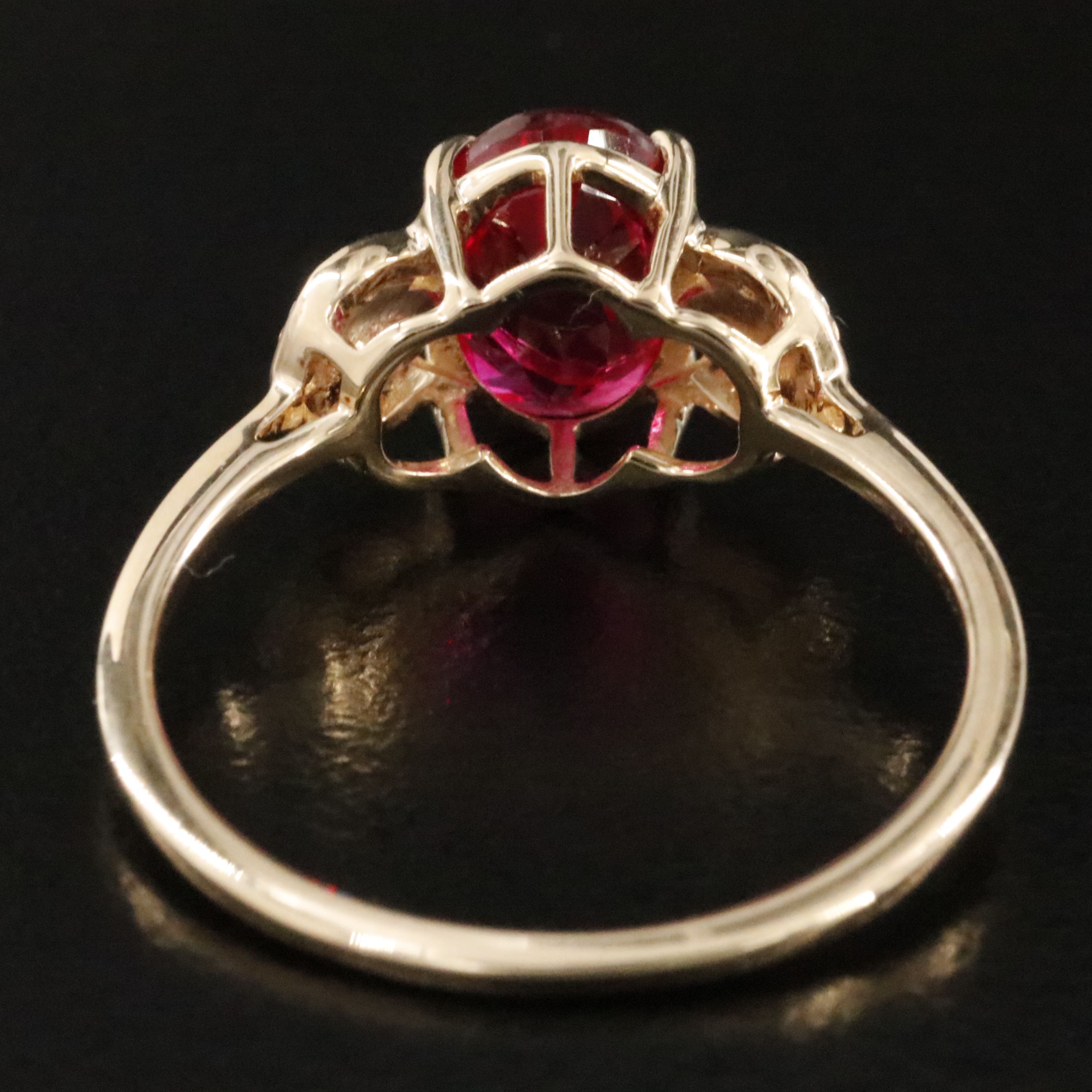 14K 1.74 CT Lab Grown Ruby and Moissanite Ring