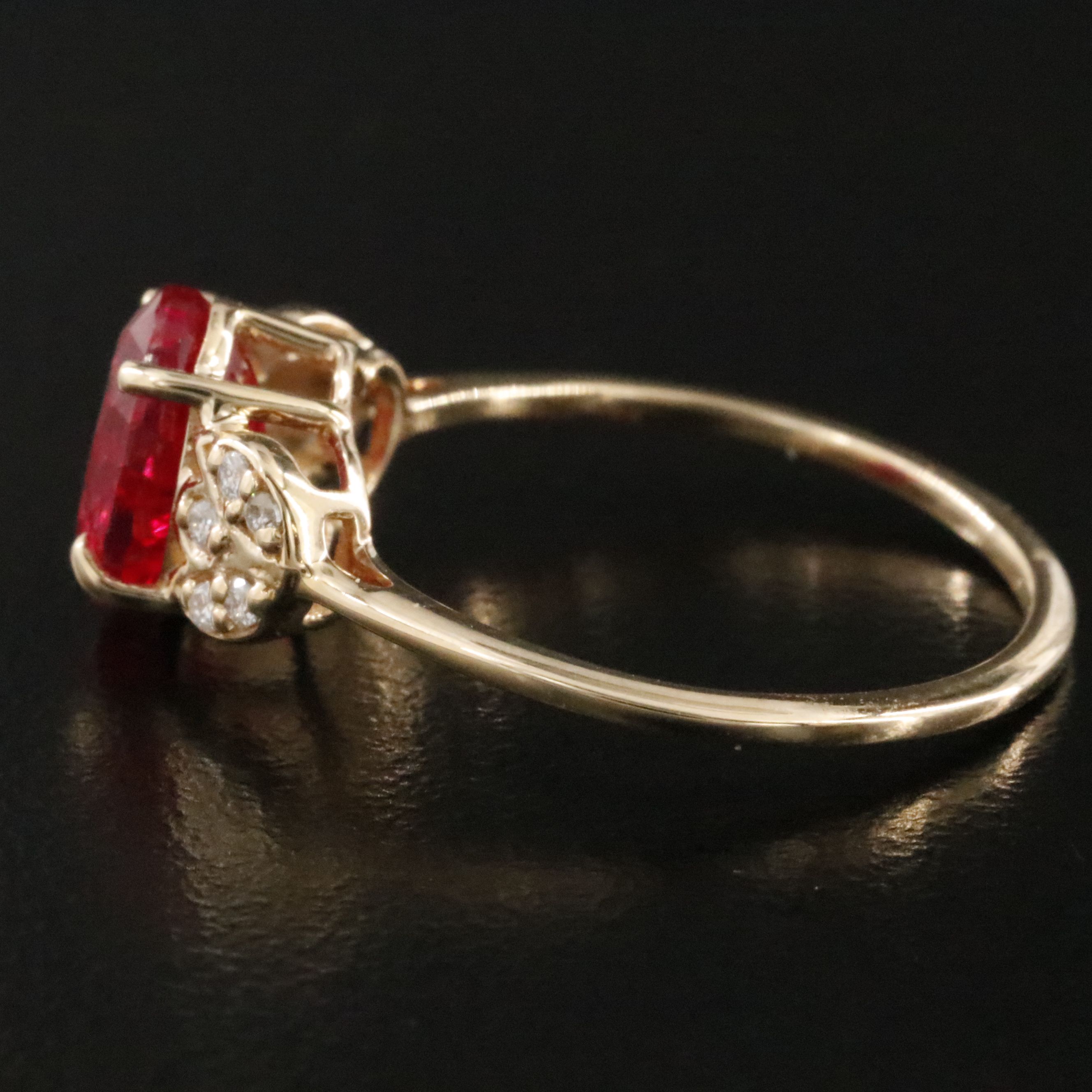 14K 1.74 CT Lab Grown Ruby and Moissanite Ring
