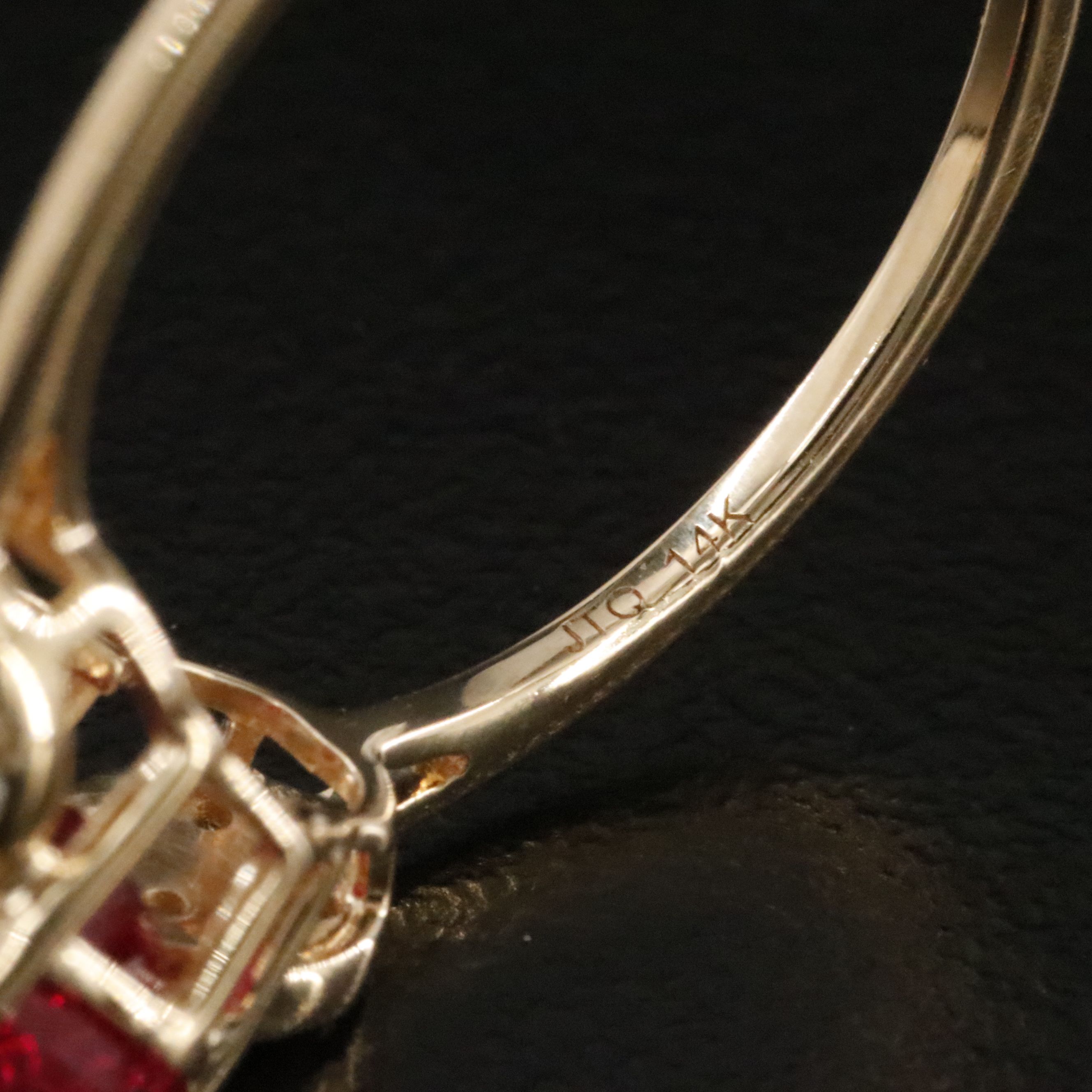 14K 1.74 CT Lab Grown Ruby and Moissanite Ring