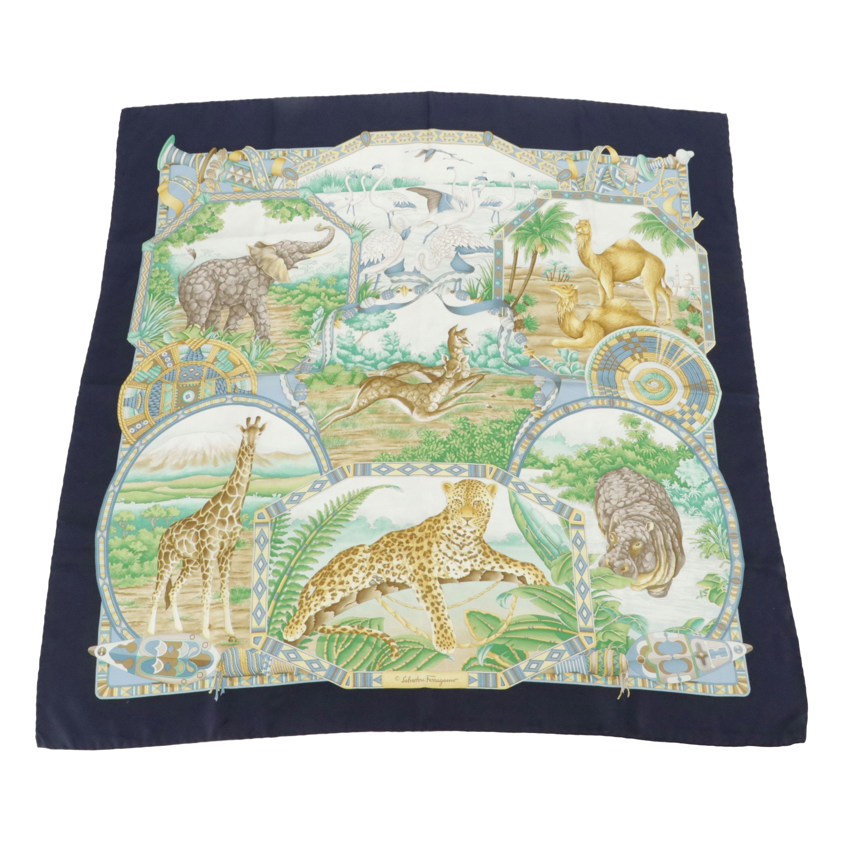 Salvatore Ferragamo Animal Print Silk Twill Scarf
