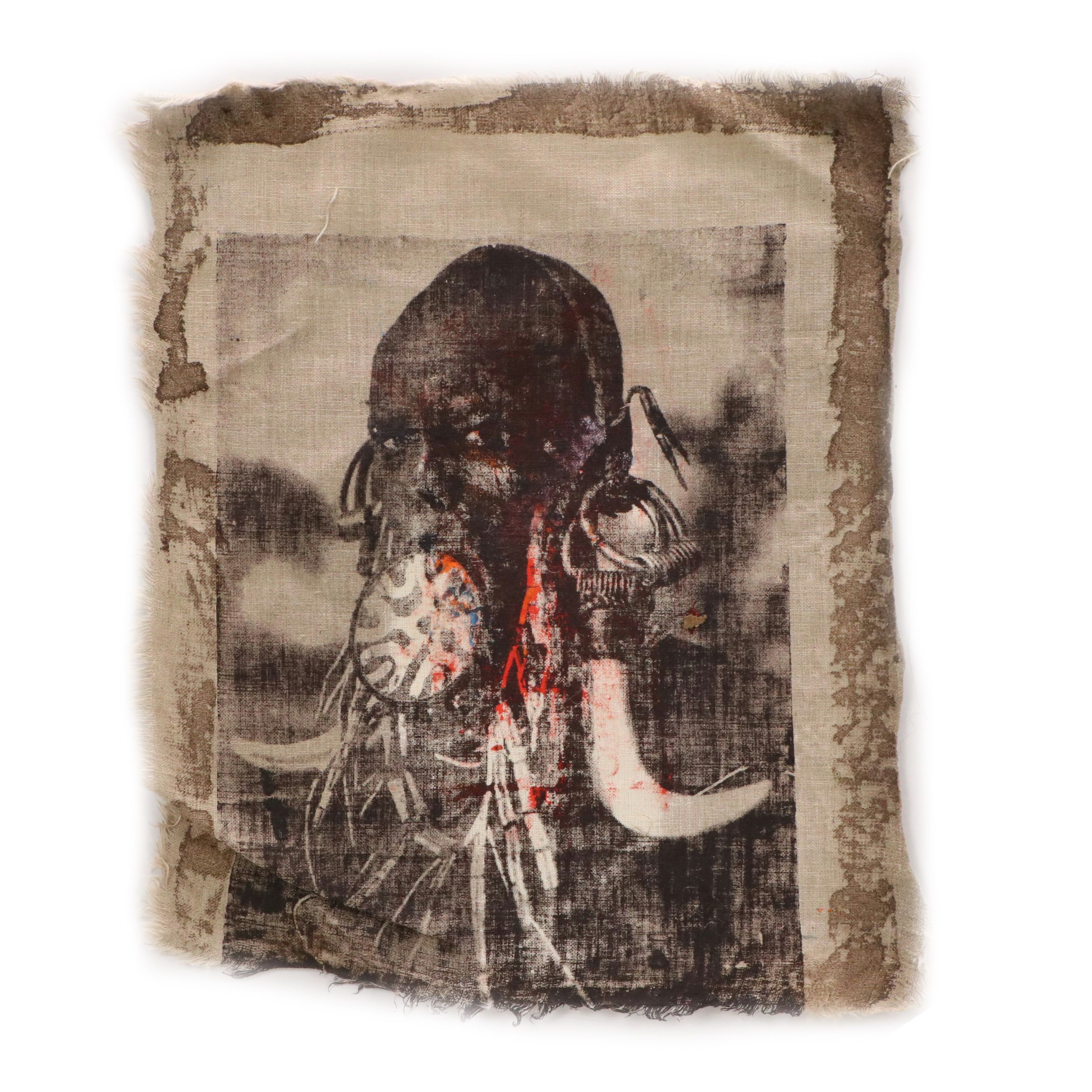 Eric Ajama Embellished Screenprinted Portraits on Canvas