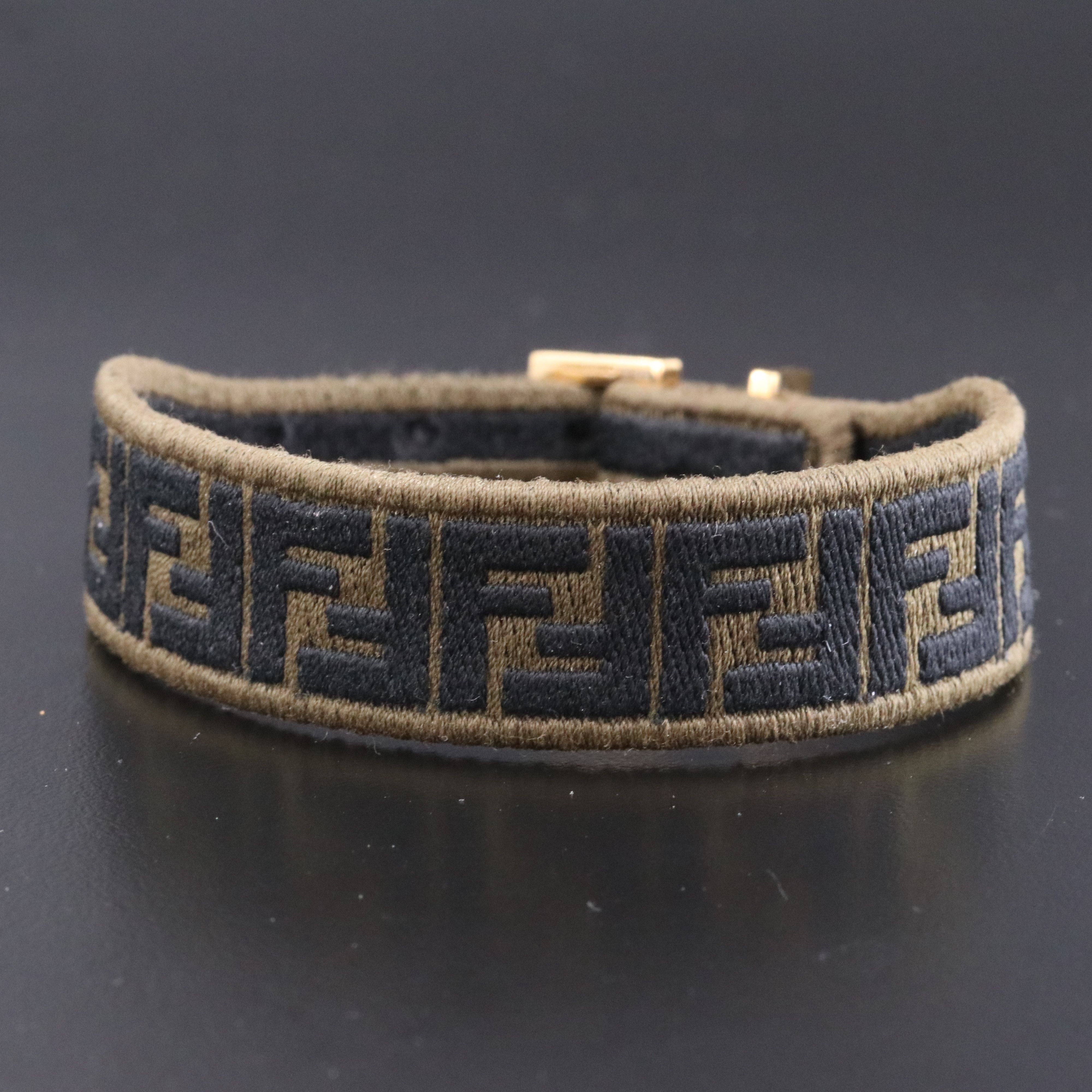 Fendi Logo Woven Fabric Bracelet