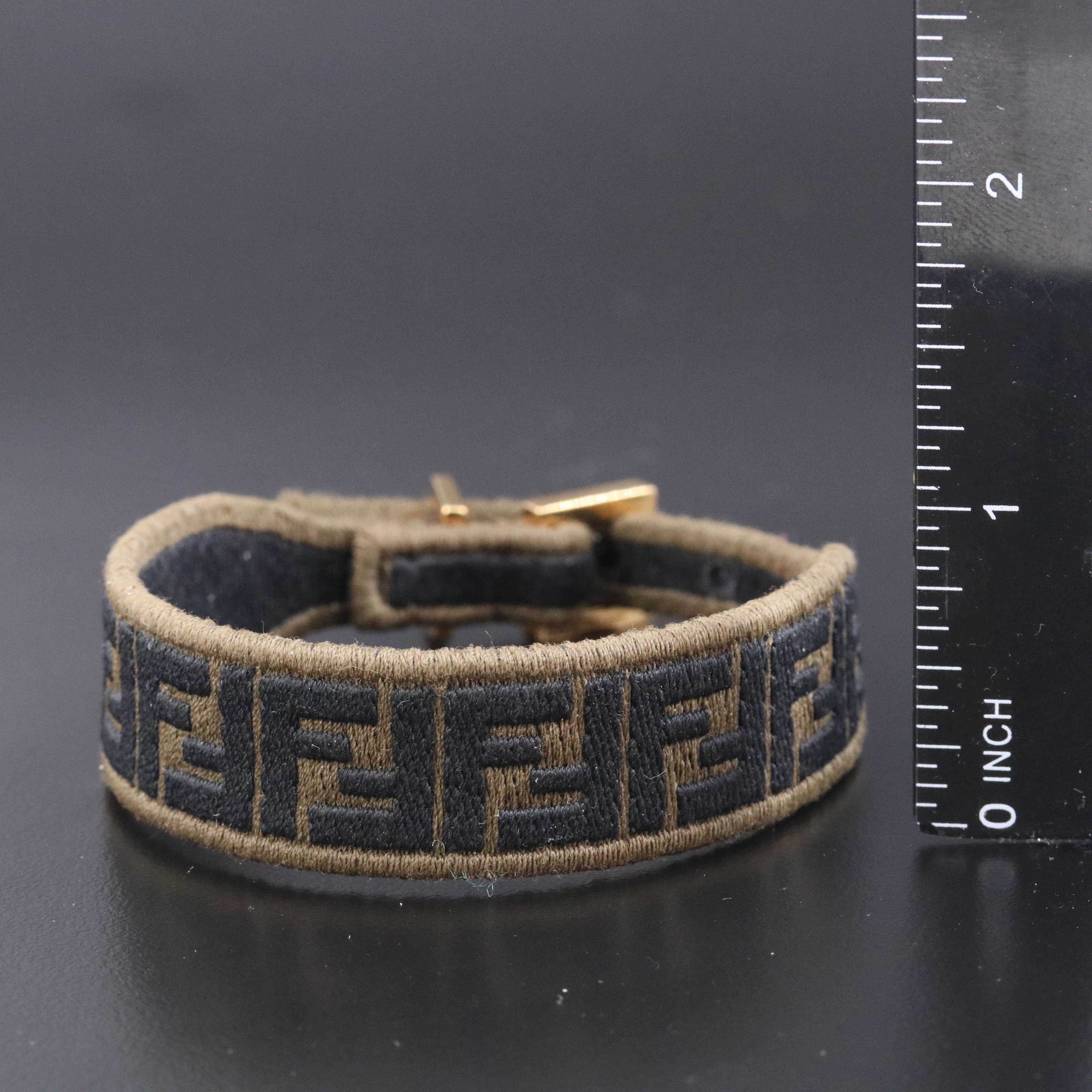 Fendi Logo Woven Fabric Bracelet