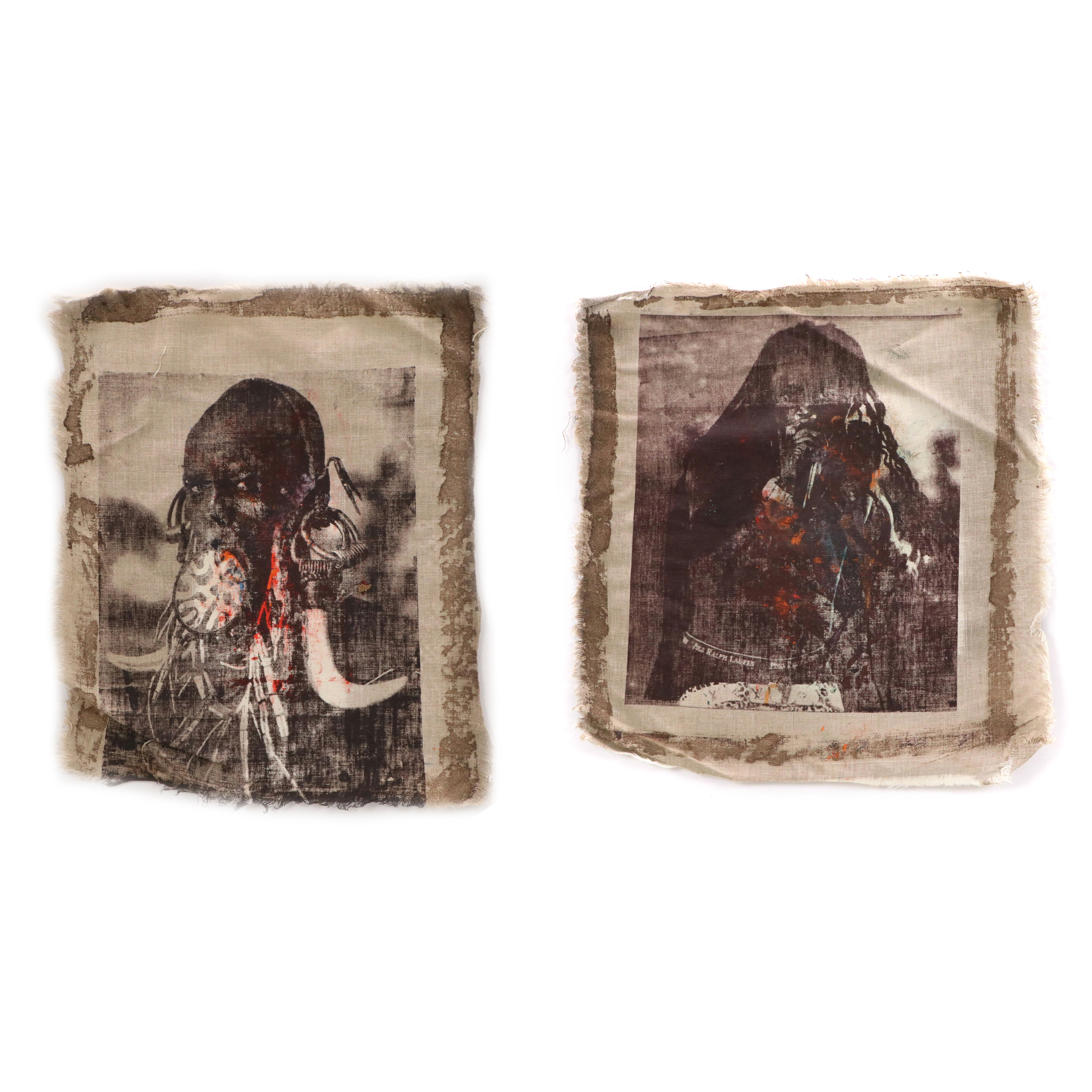 Eric Ajama Embellished Screenprinted Portraits on Canvas
