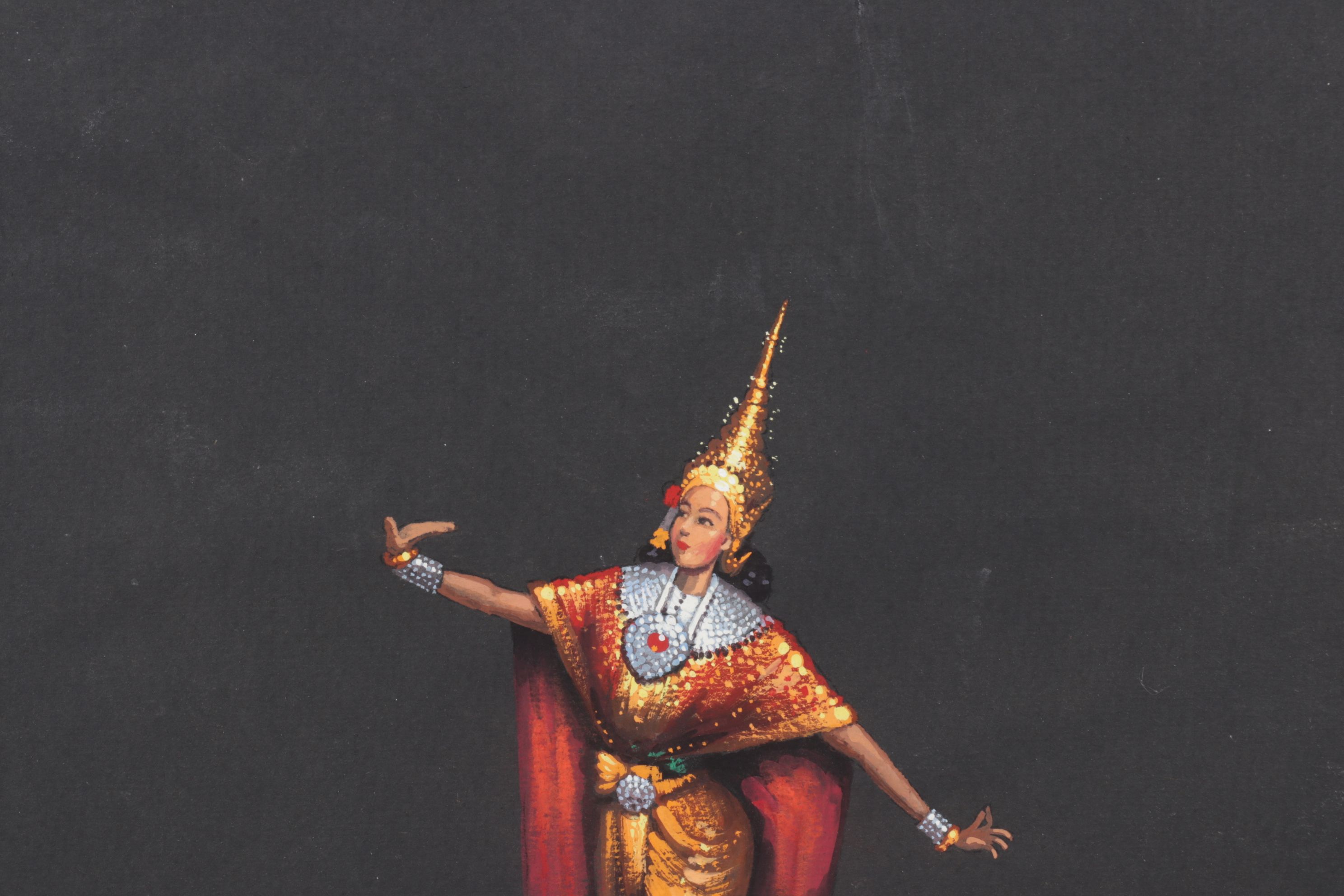 Charoen Thai School Gouache Paintings of Traditional Dancing Figures