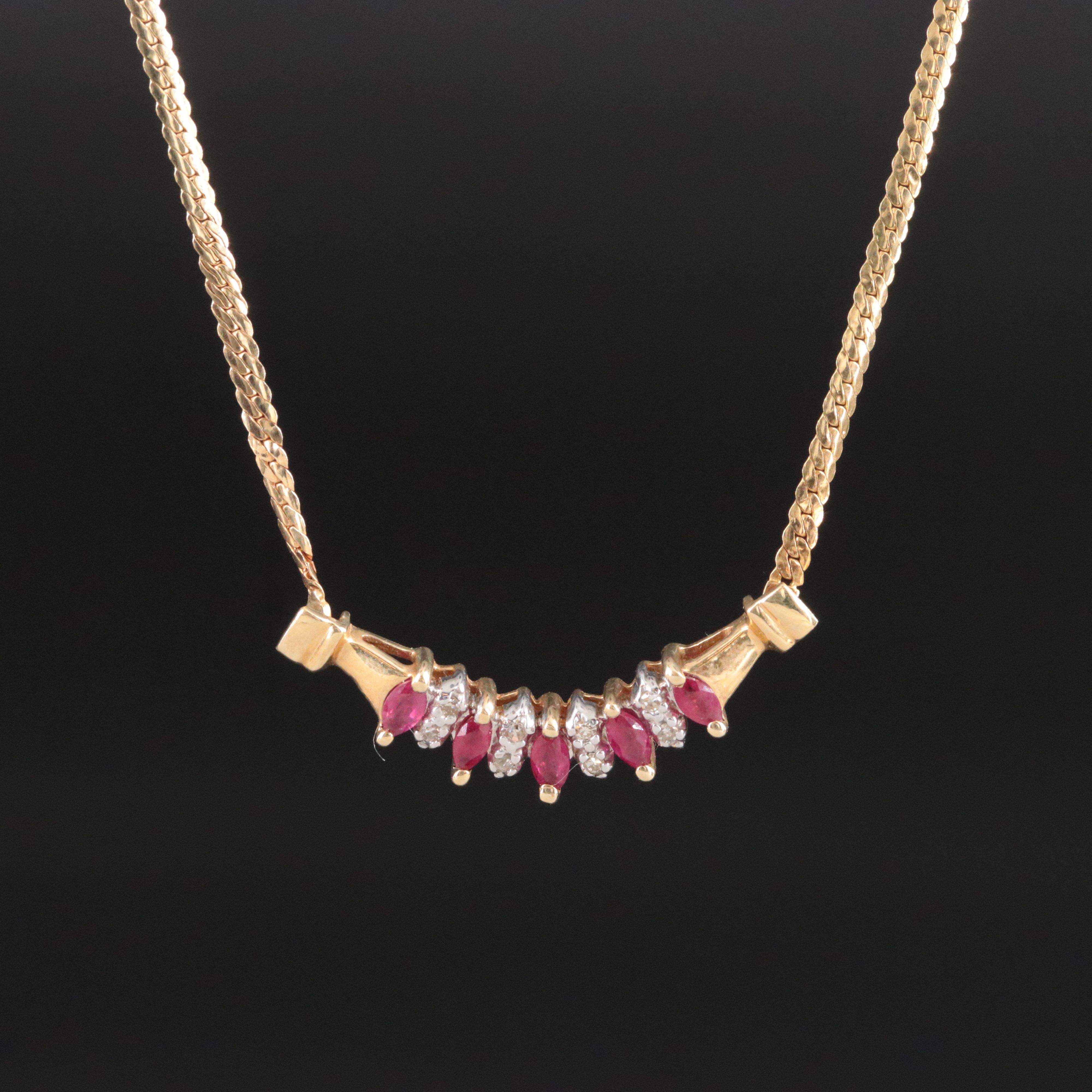 14K Ruby and Diamond Necklace
