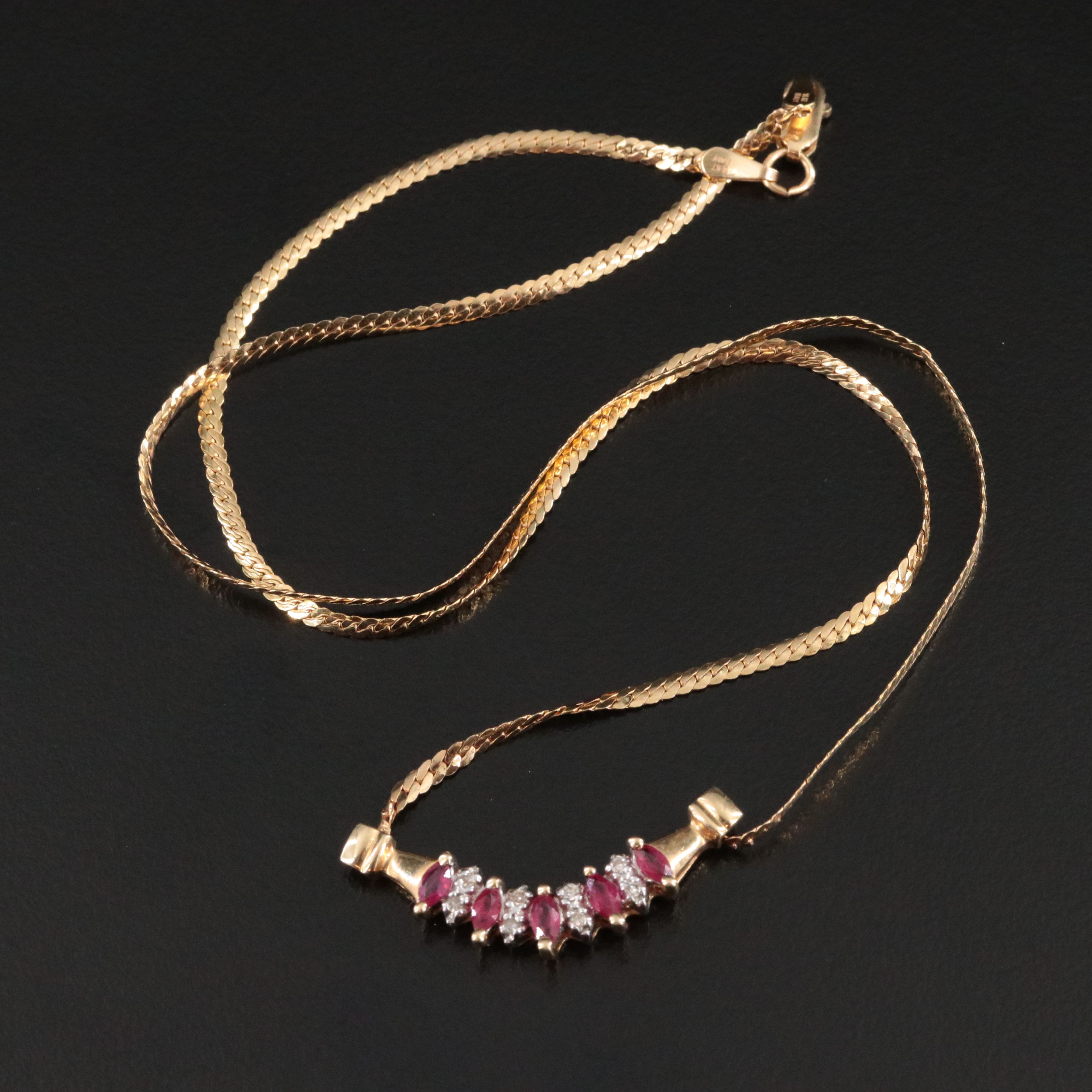 14K Ruby and Diamond Necklace