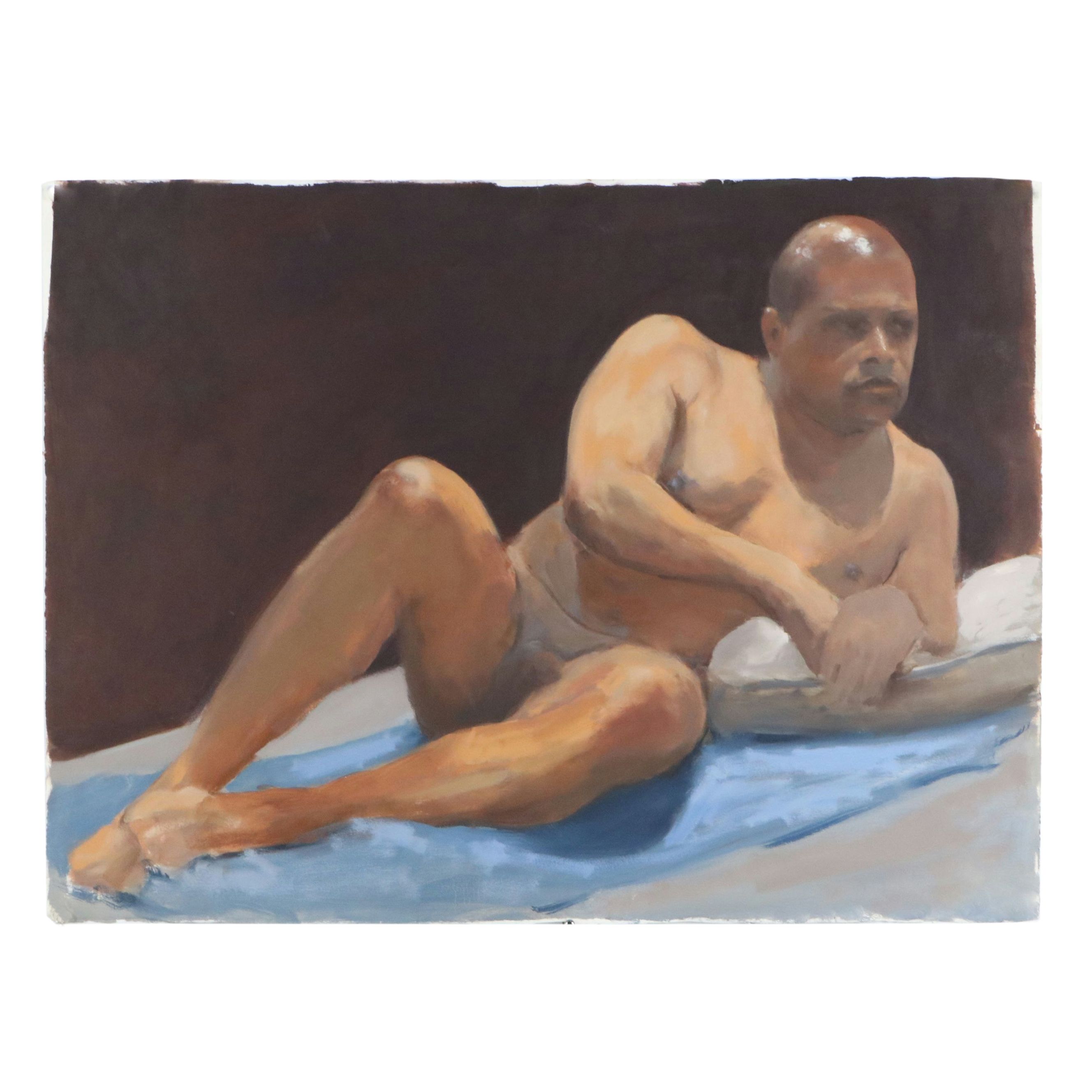 Larry Griggs Oil Painting of Male Nude, 21st Century