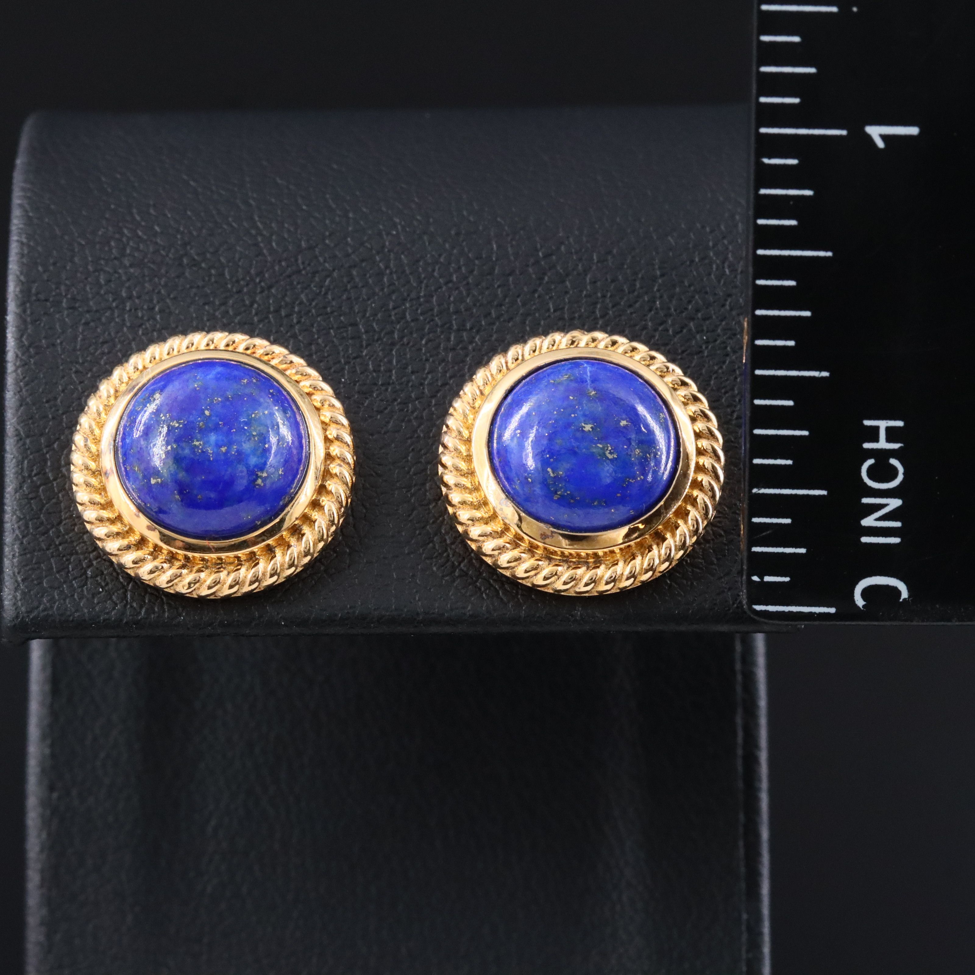 Sterling Lapis Lazuli Button Earrings