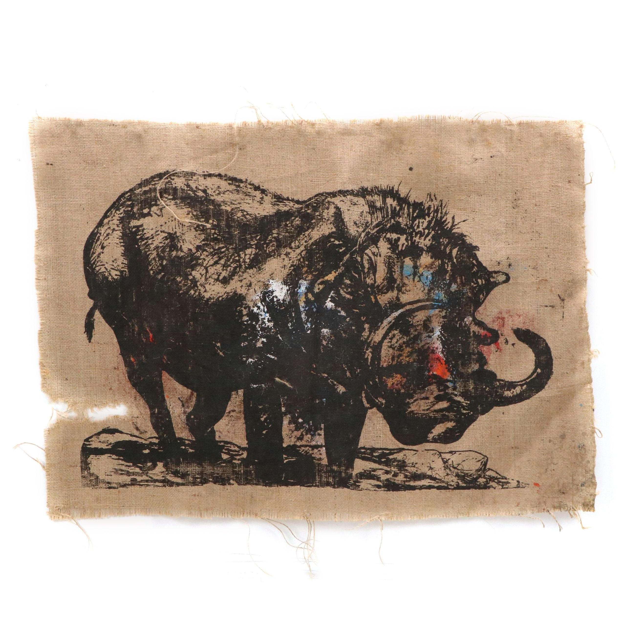 Eric Ajama Embellished Screenprint of Warthog