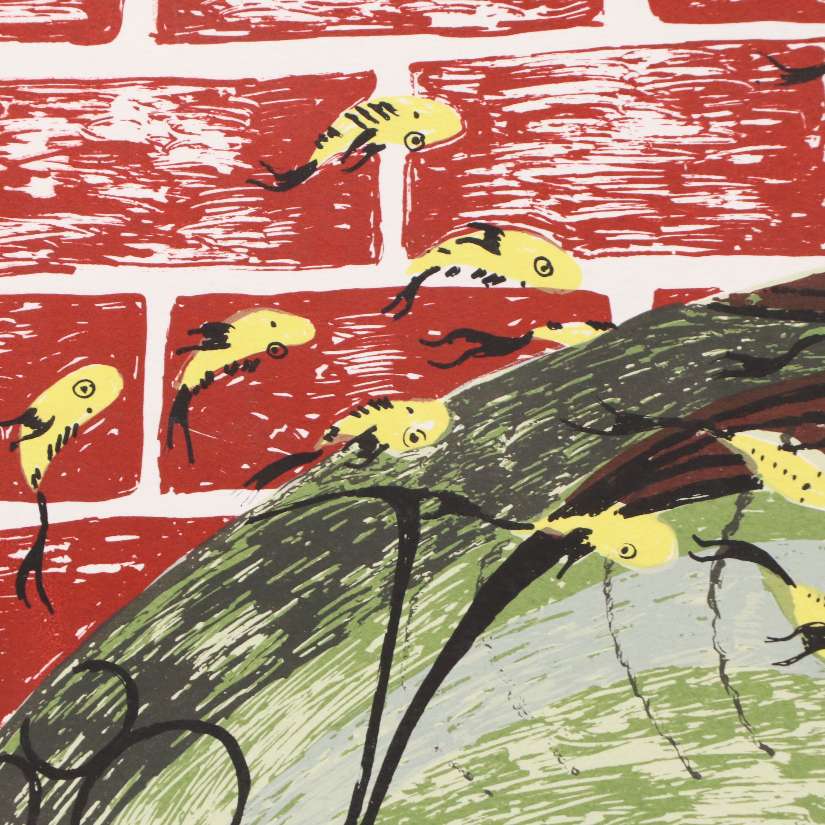 Nick Stavrides Silkscreen on Paper "I Need My Fins to Swim," 2012