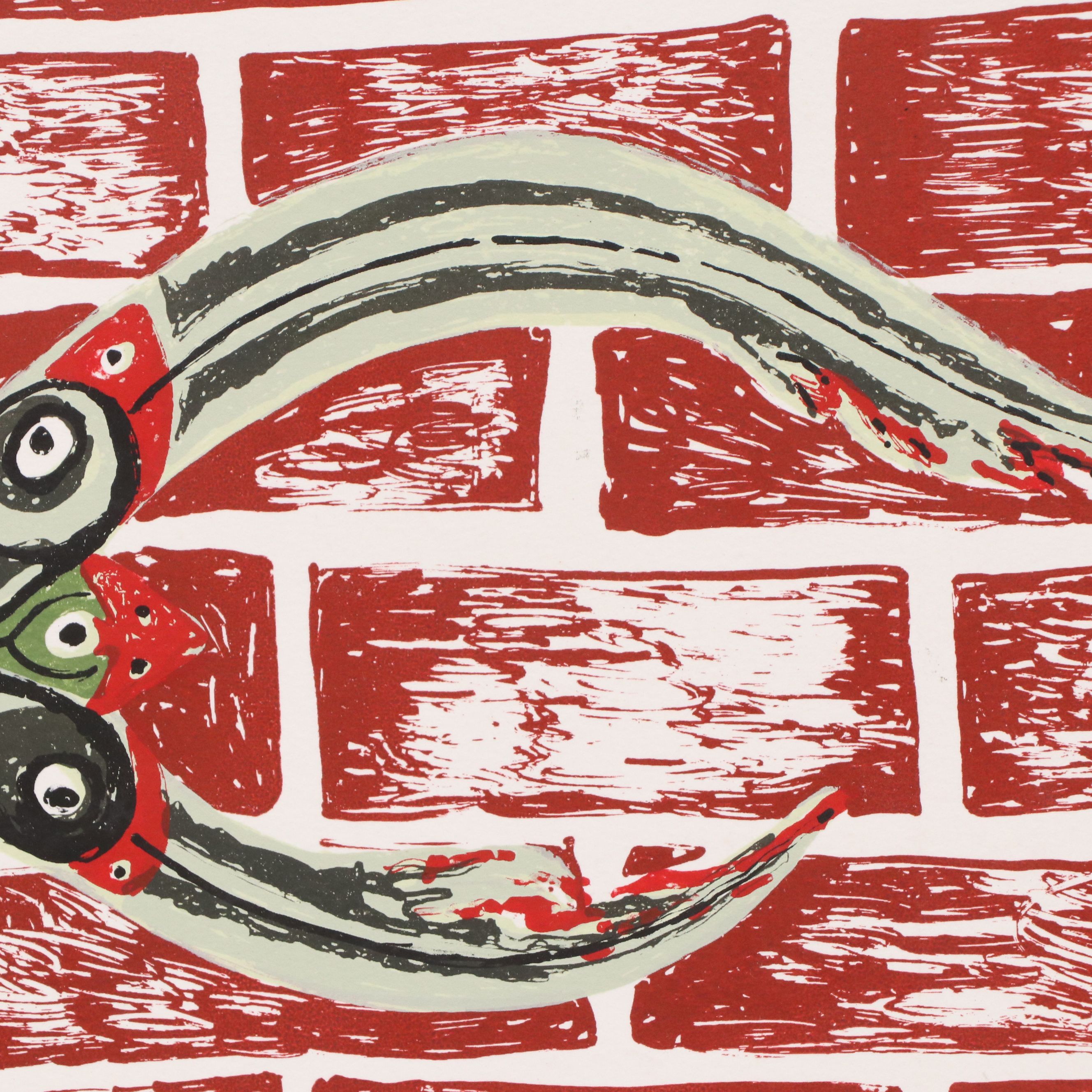 Nick Stavrides Silkscreen on Paper "I Need My Fins to Swim," 2012