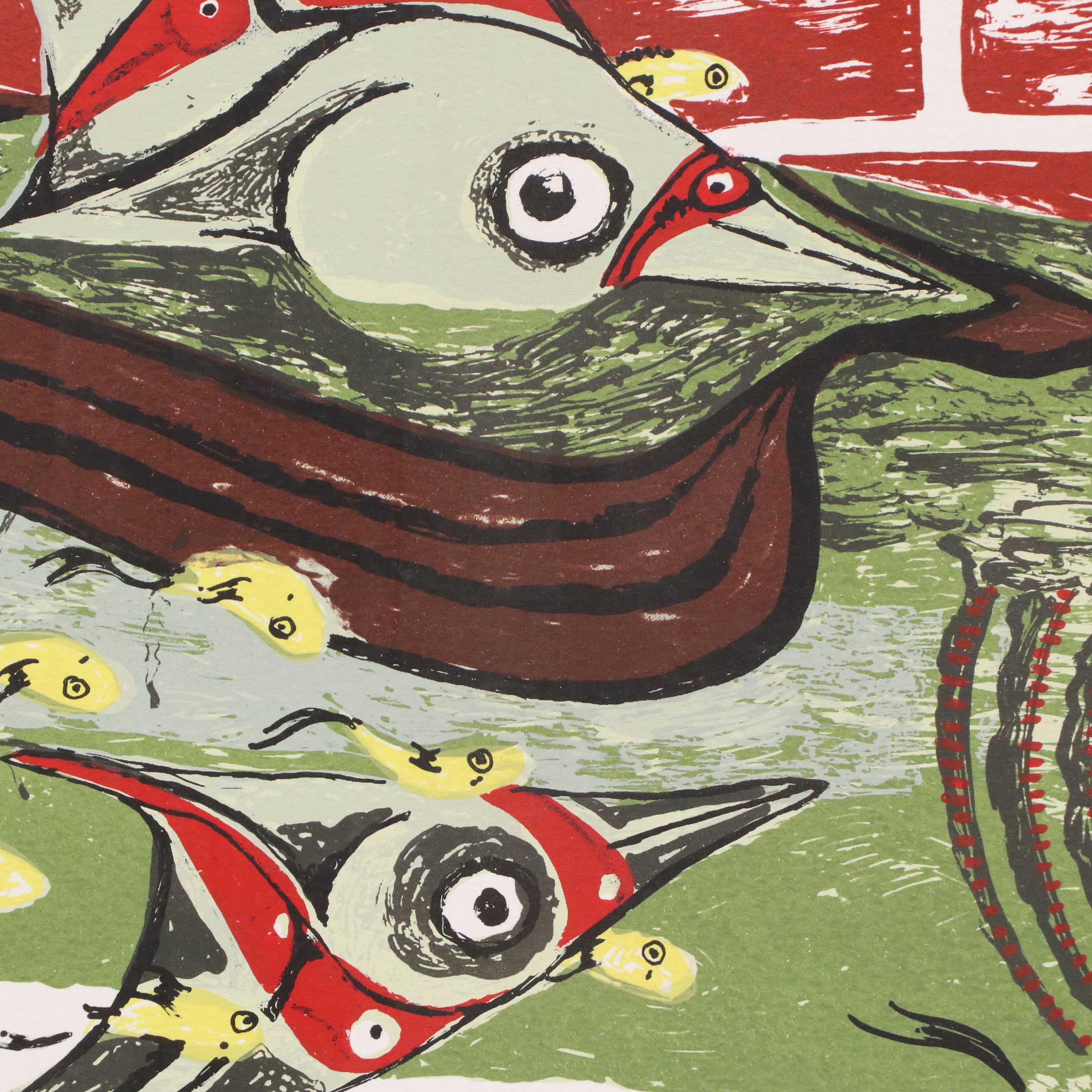 Nick Stavrides Silkscreen on Paper "I Need My Fins to Swim," 2012