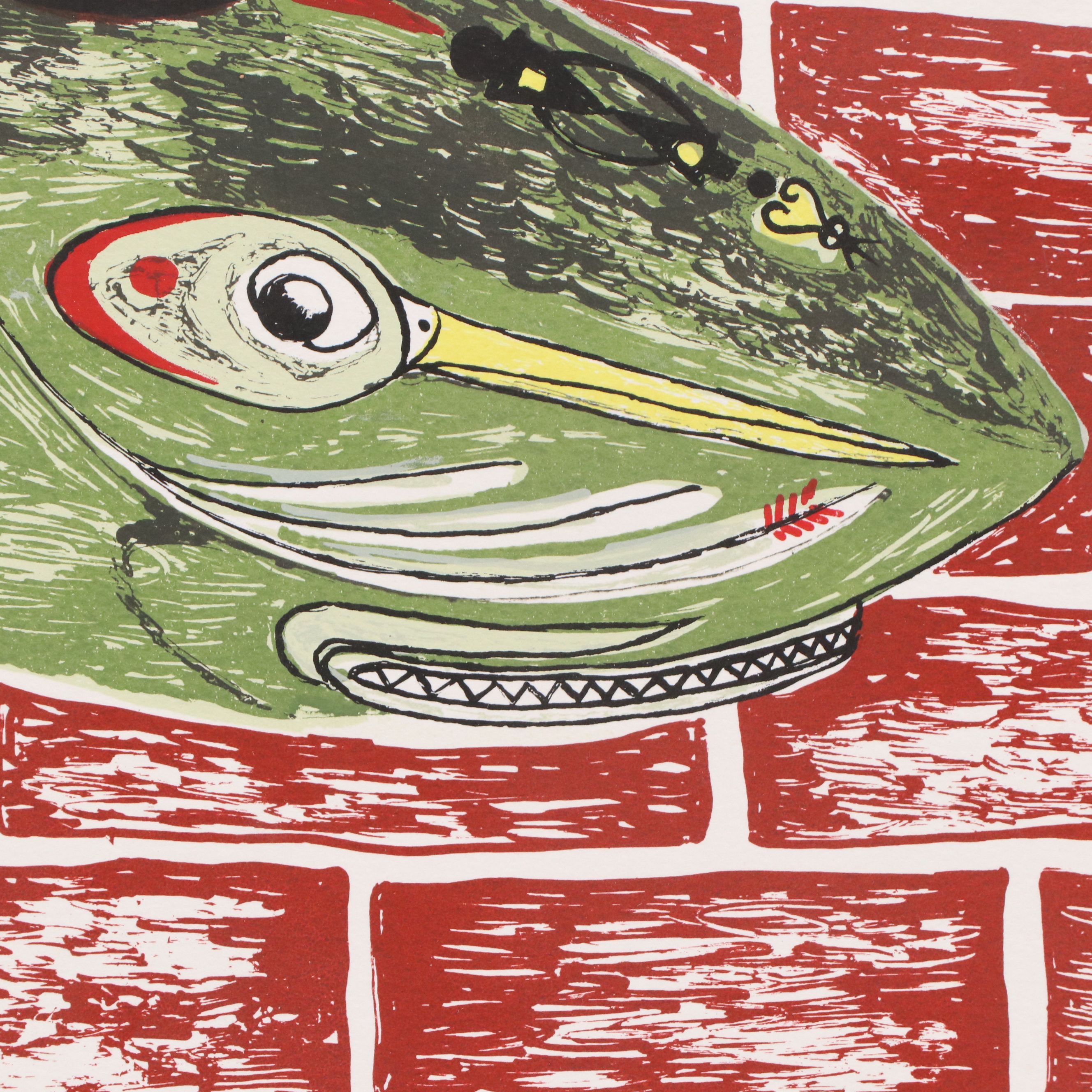 Nick Stavrides Silkscreen on Paper "I Need My Fins to Swim," 2012