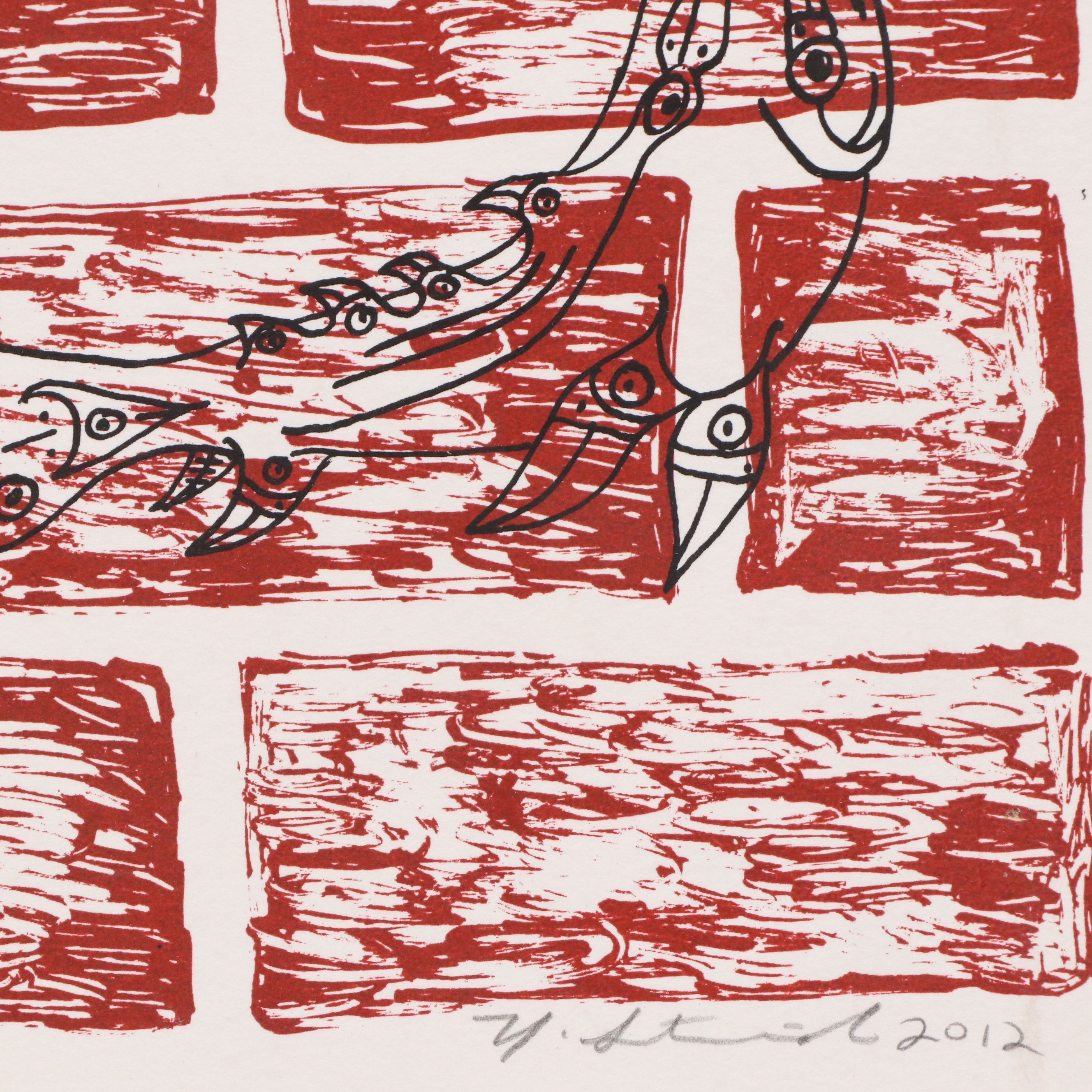 Nick Stavrides Silkscreen on Paper "I Need My Fins to Swim," 2012