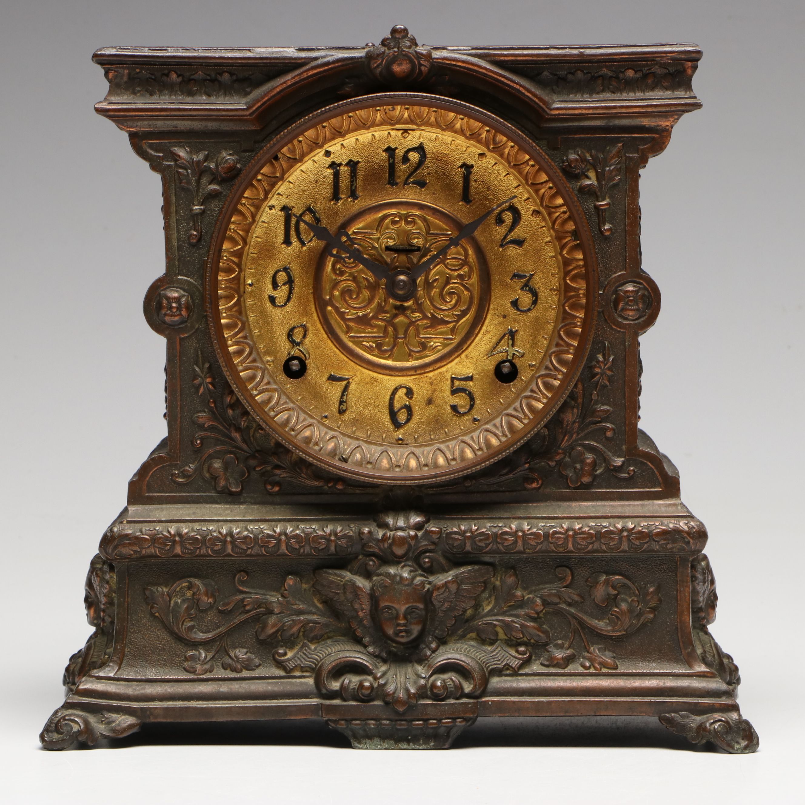 Baroque Style Metal Mantel Clock