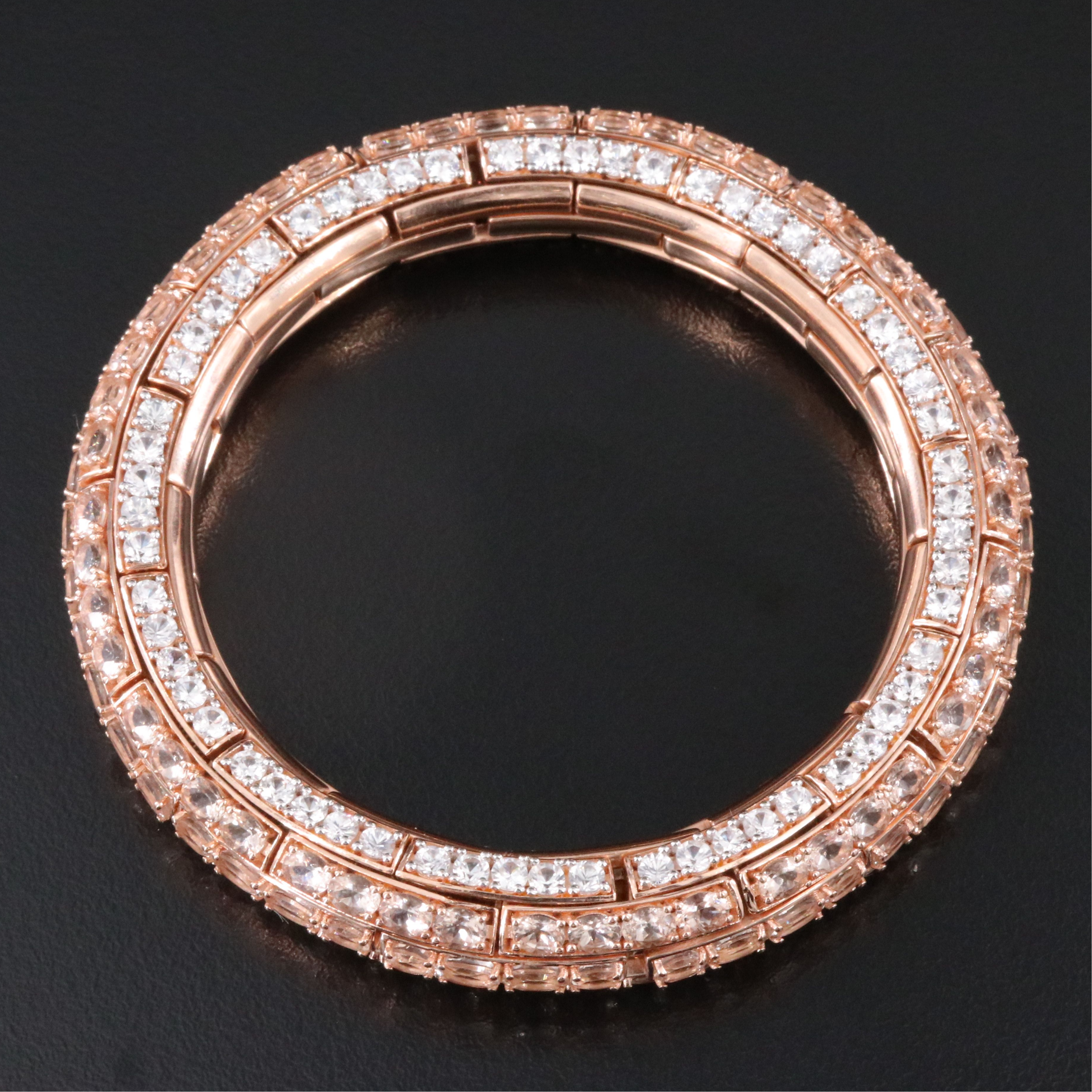 Sterling Morganite and White Zircon Bangle