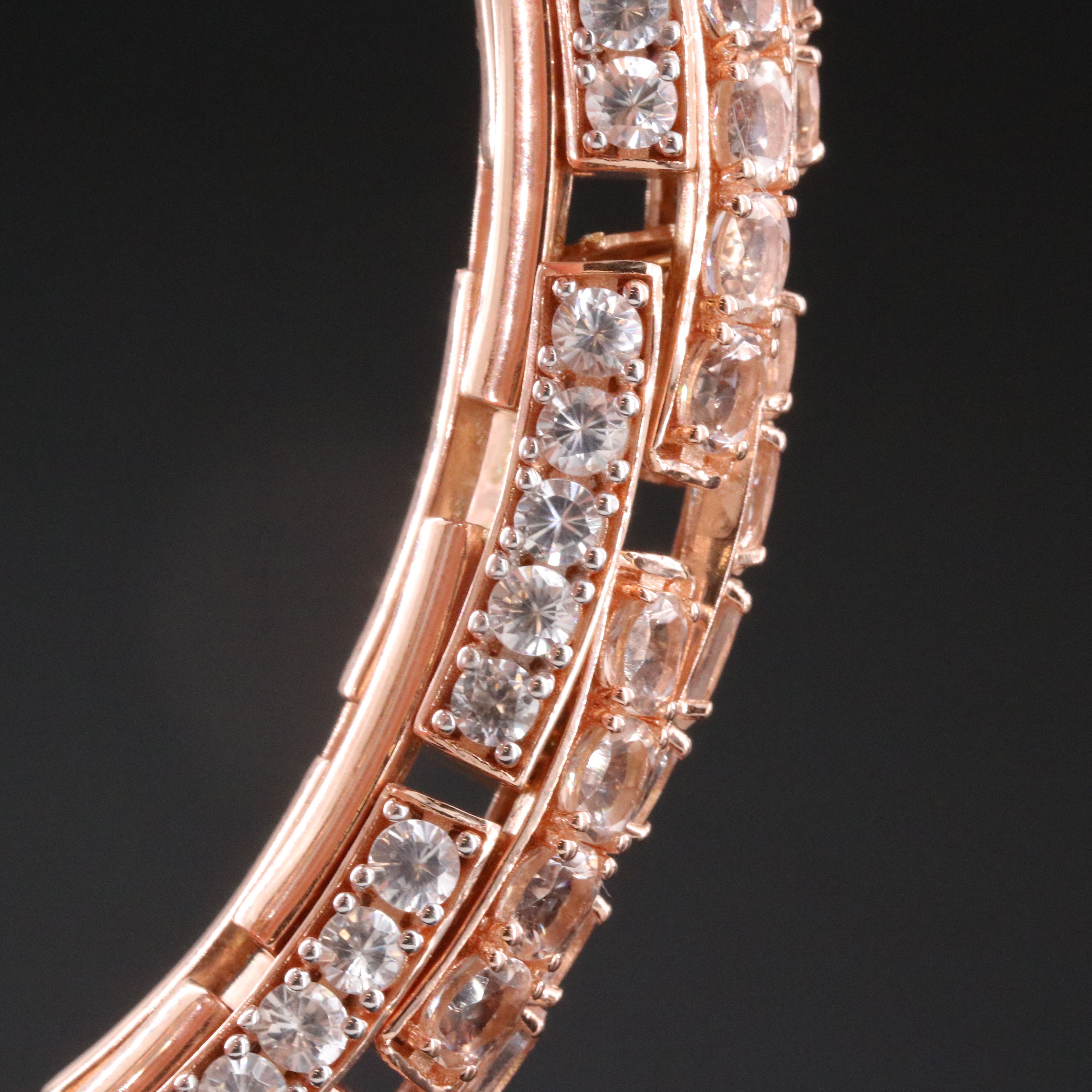 Sterling Morganite and White Zircon Bangle