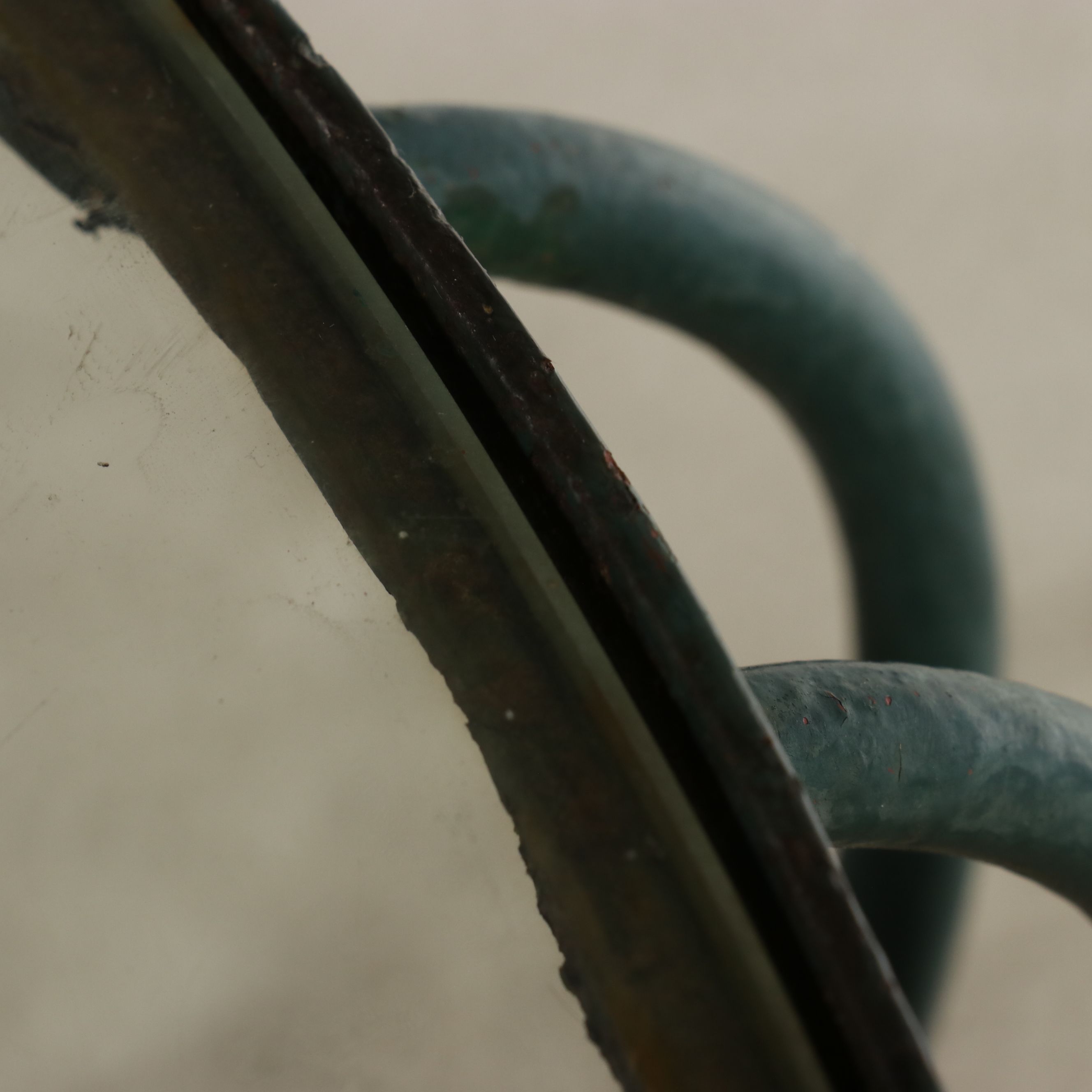 Green-Painted Wrought Iron Five-Piece Patio Dining Set, Late 20th Century