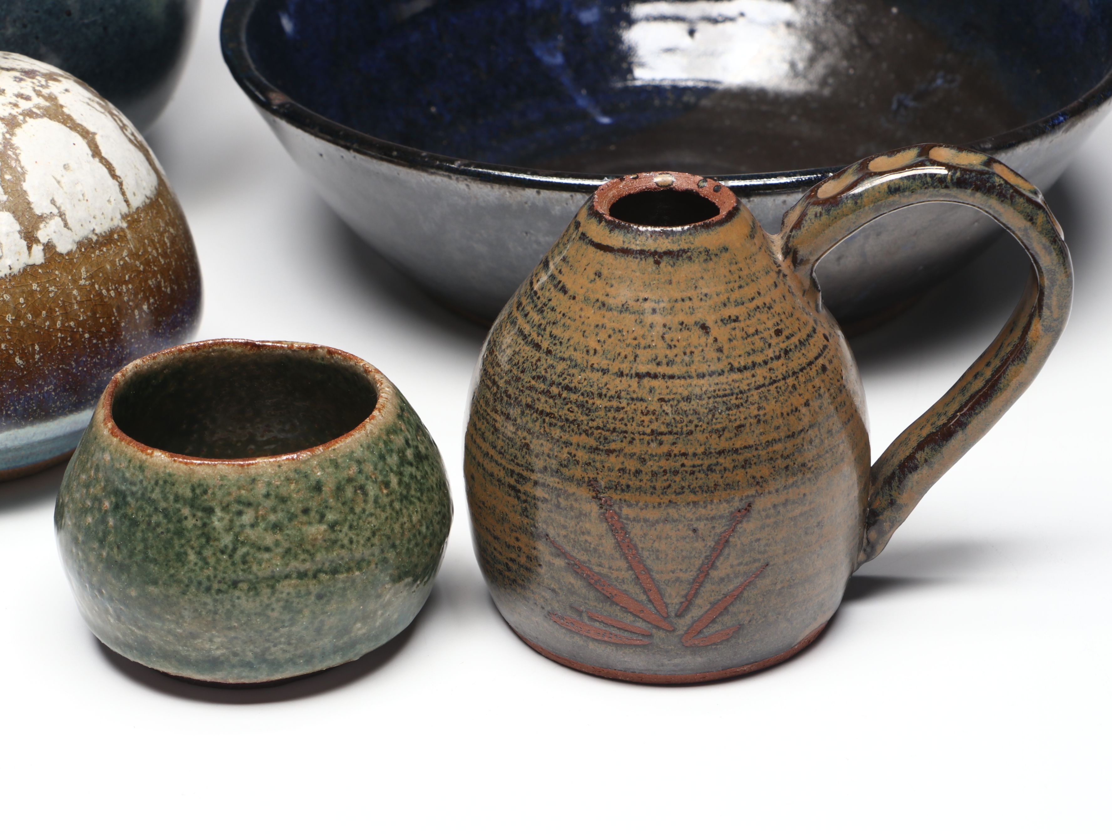 Studio Pottery Drip Glazed and Other Stoneware Vases and Bowl