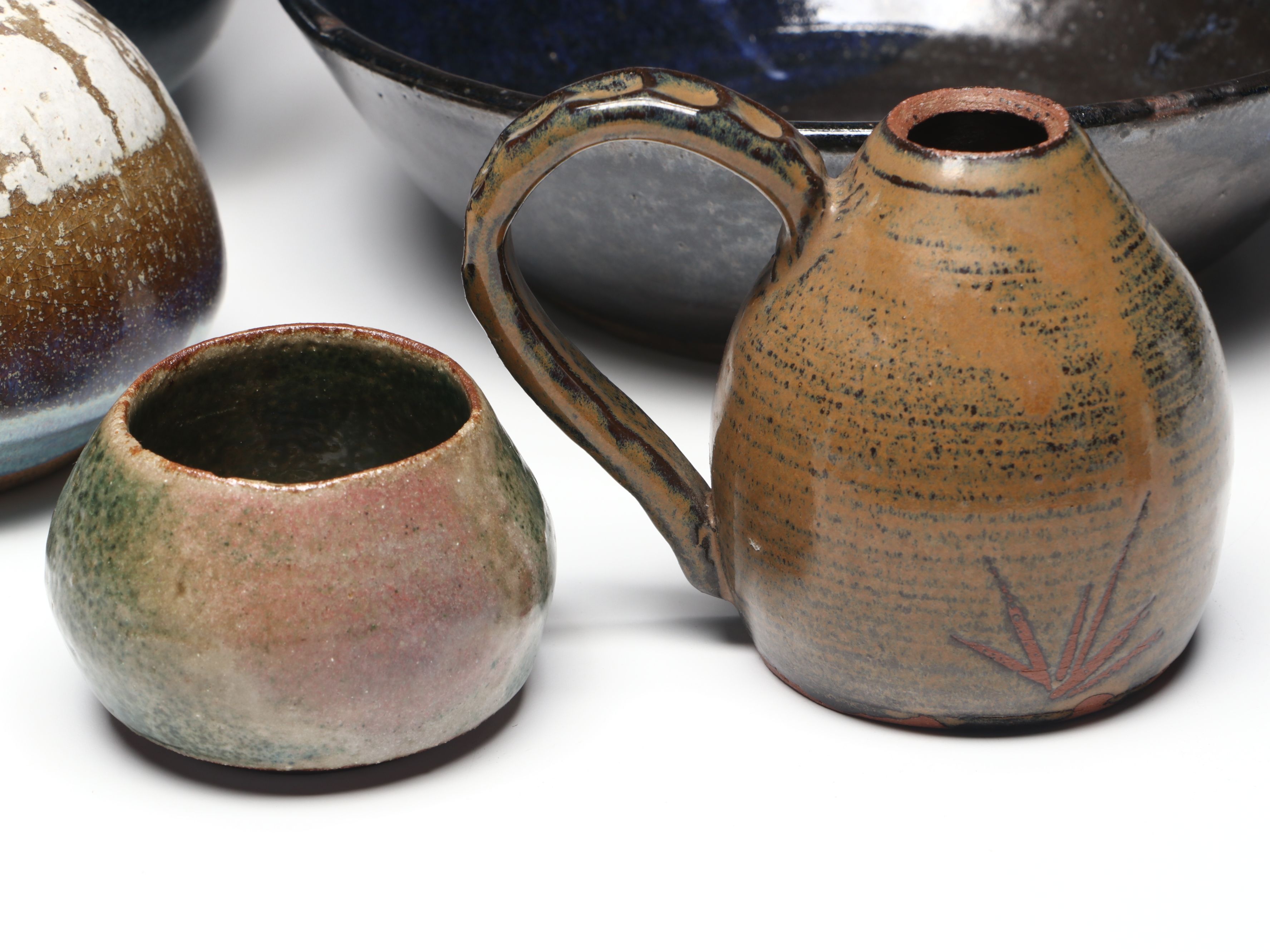 Studio Pottery Drip Glazed and Other Stoneware Vases and Bowl