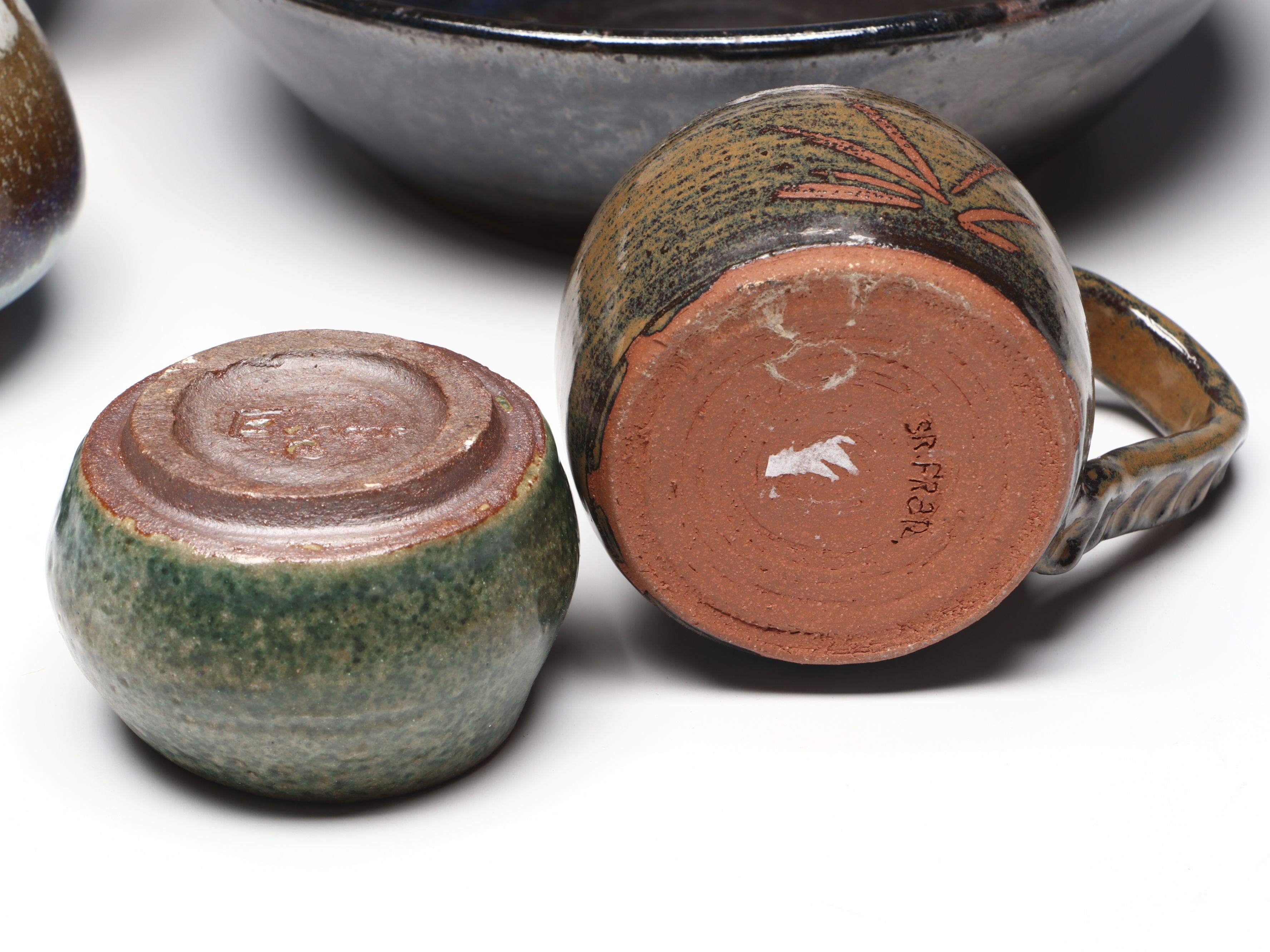 Studio Pottery Drip Glazed and Other Stoneware Vases and Bowl