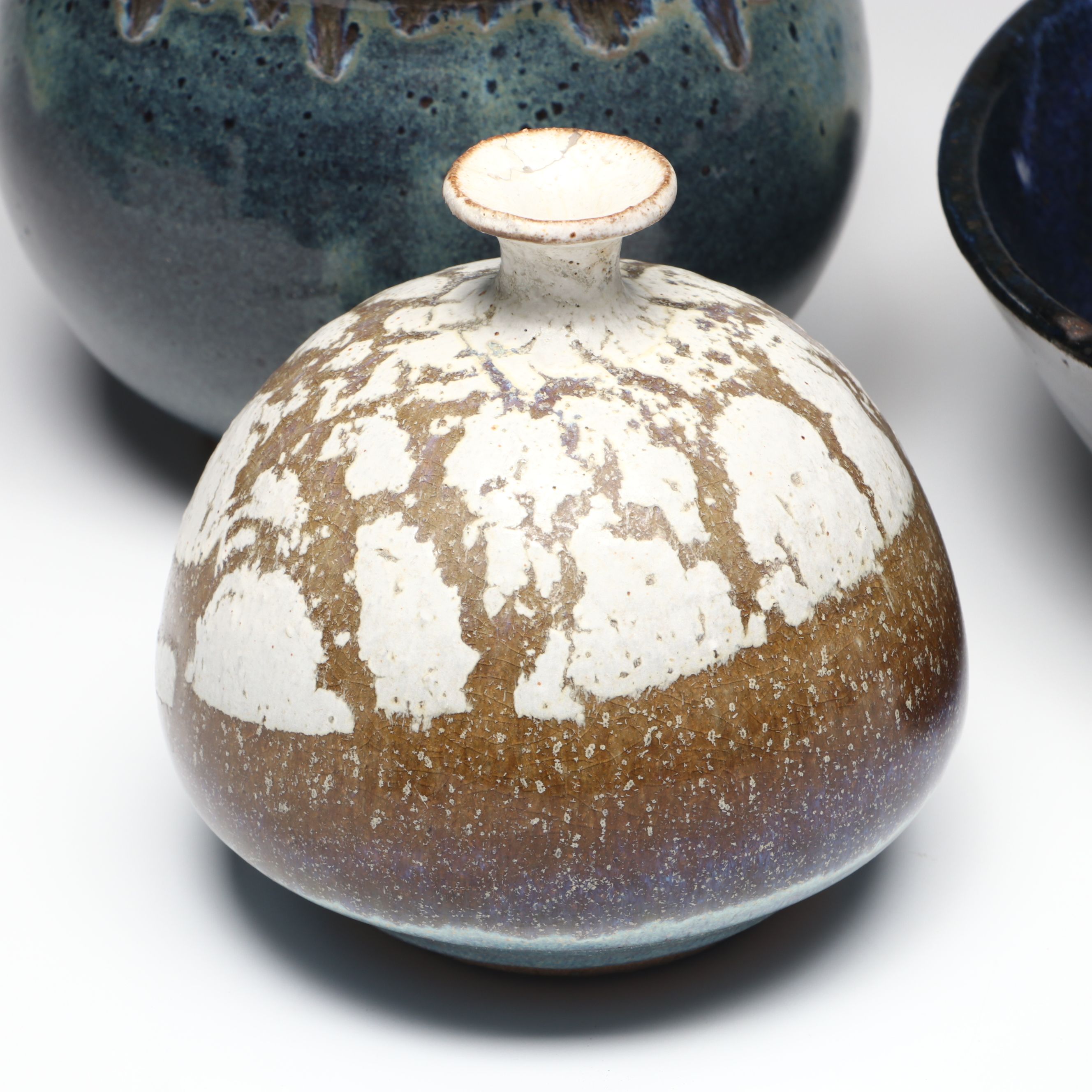 Studio Pottery Drip Glazed and Other Stoneware Vases and Bowl