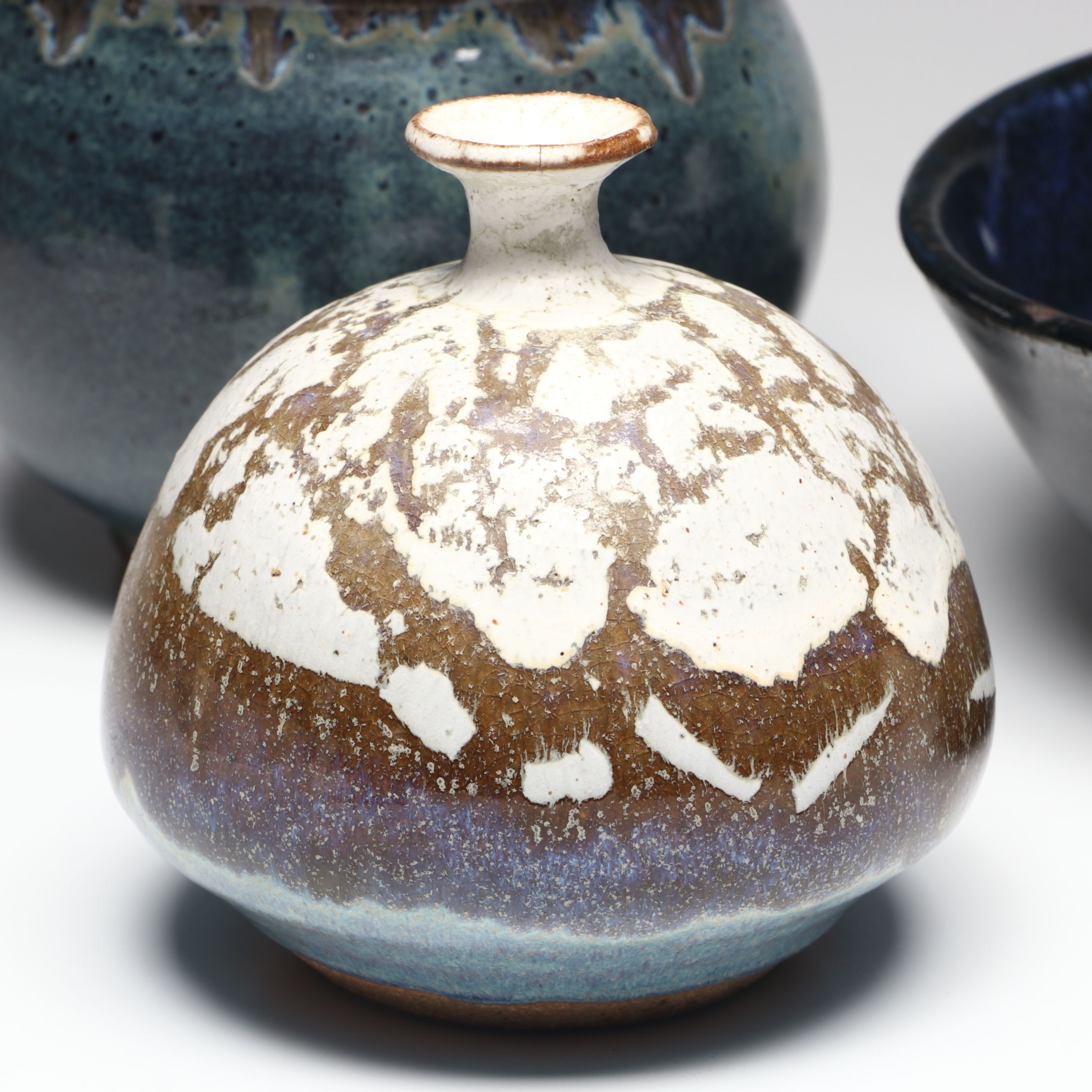 Studio Pottery Drip Glazed and Other Stoneware Vases and Bowl