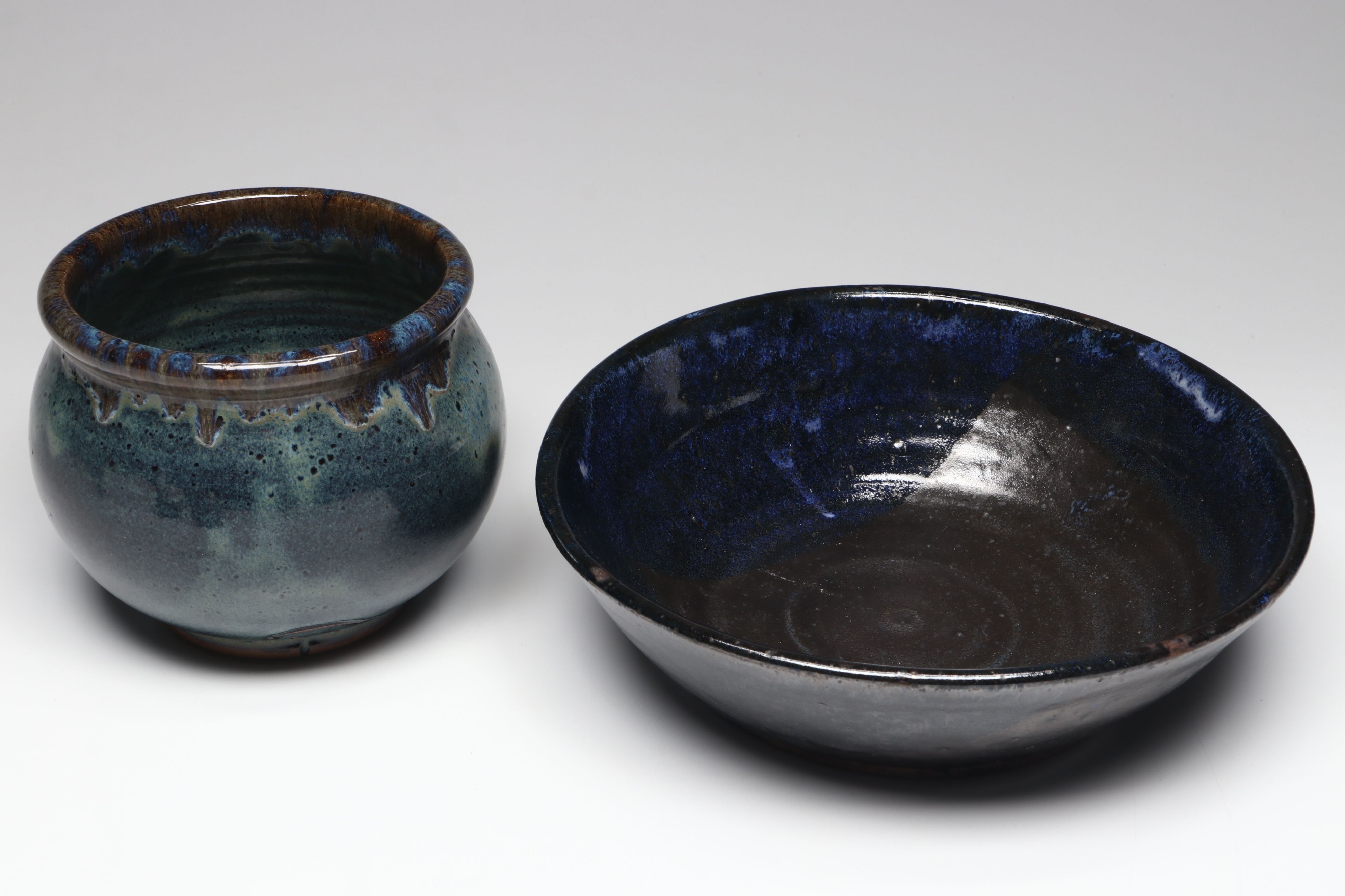 Studio Pottery Drip Glazed and Other Stoneware Vases and Bowl