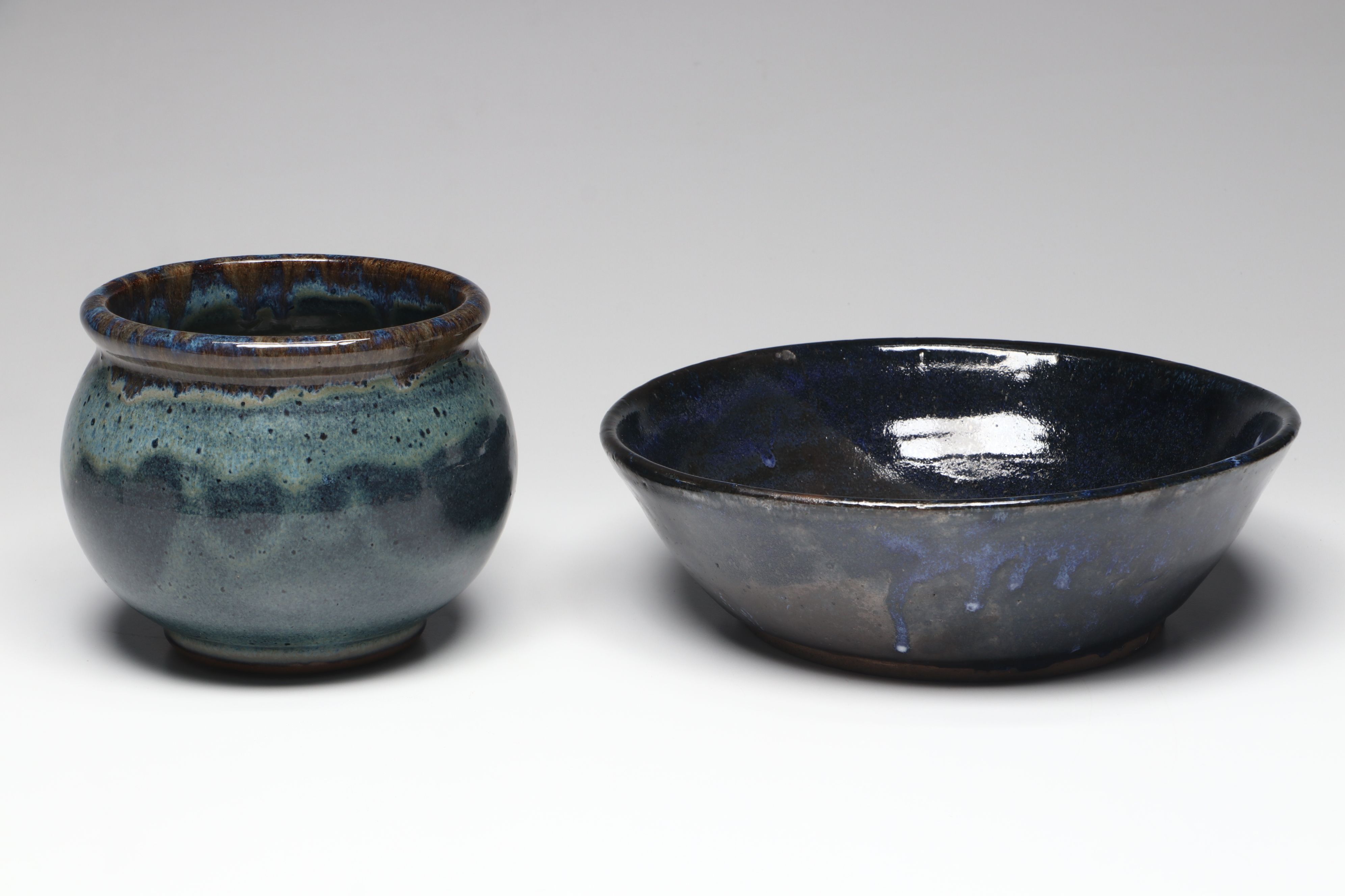 Studio Pottery Drip Glazed and Other Stoneware Vases and Bowl