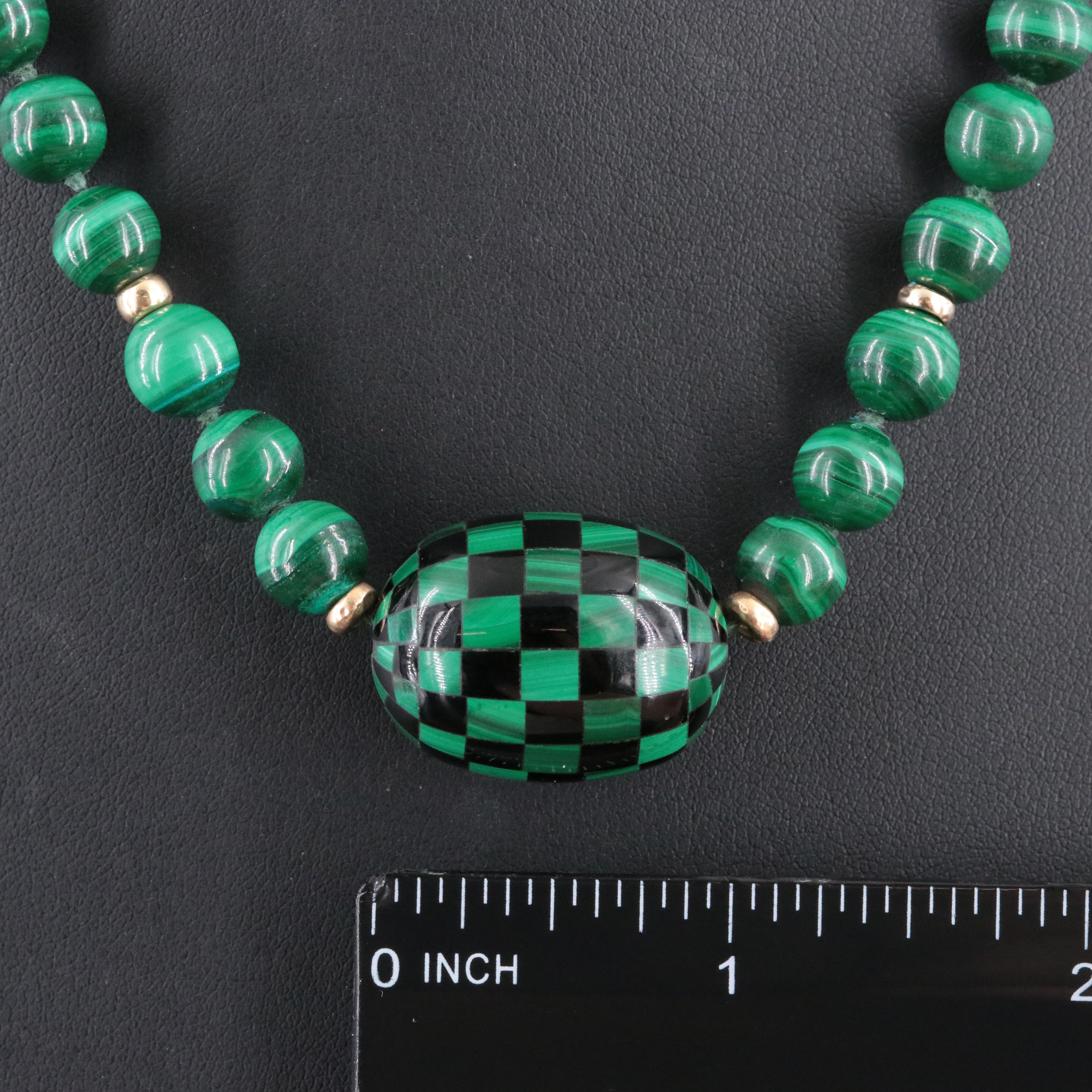 14K Malachite and Black Onyx Bead Necklace