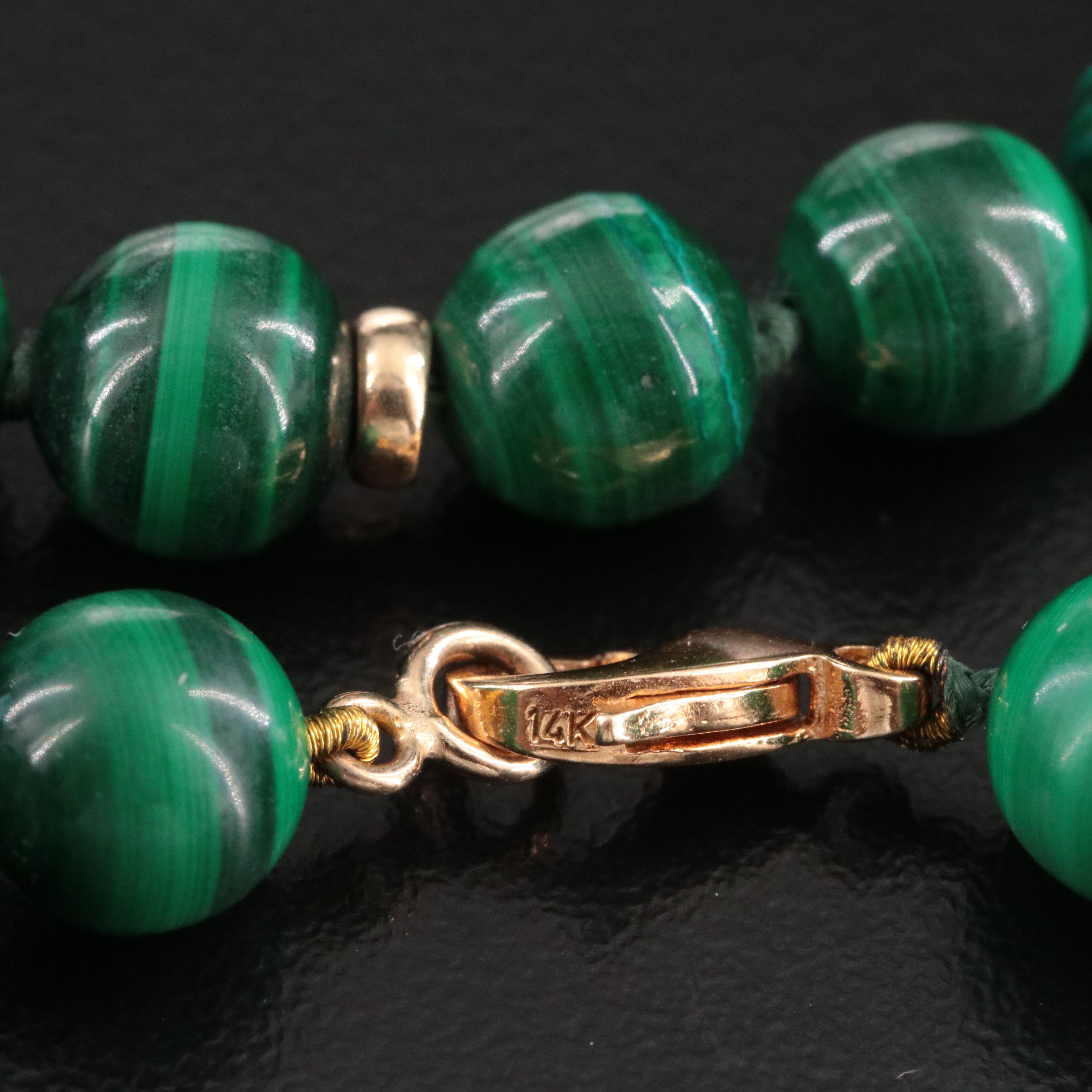 14K Malachite and Black Onyx Bead Necklace