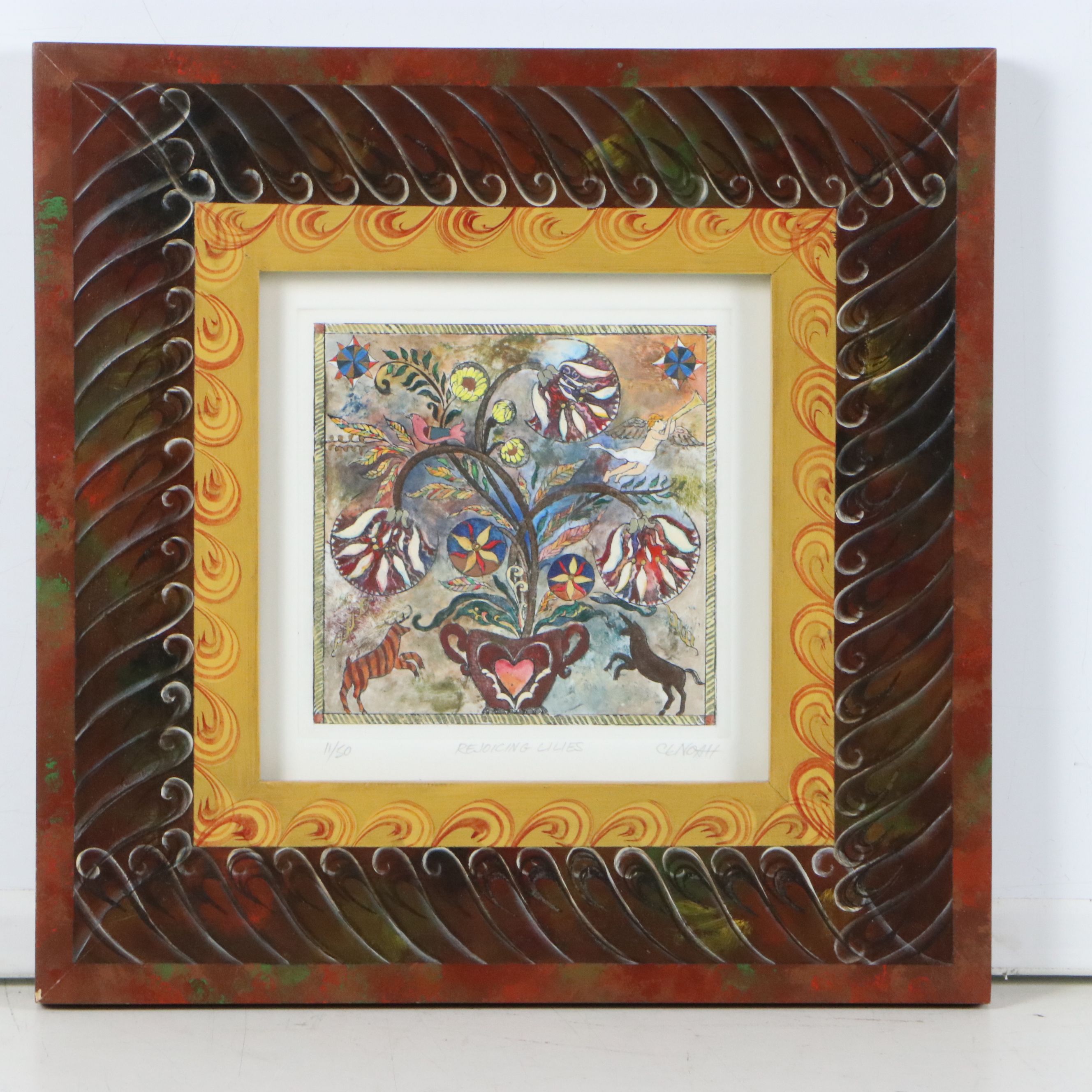 Chris Noah-Cooper Hand-Colored Etchings "Three Tulips" and "Rejoicing Lilies"