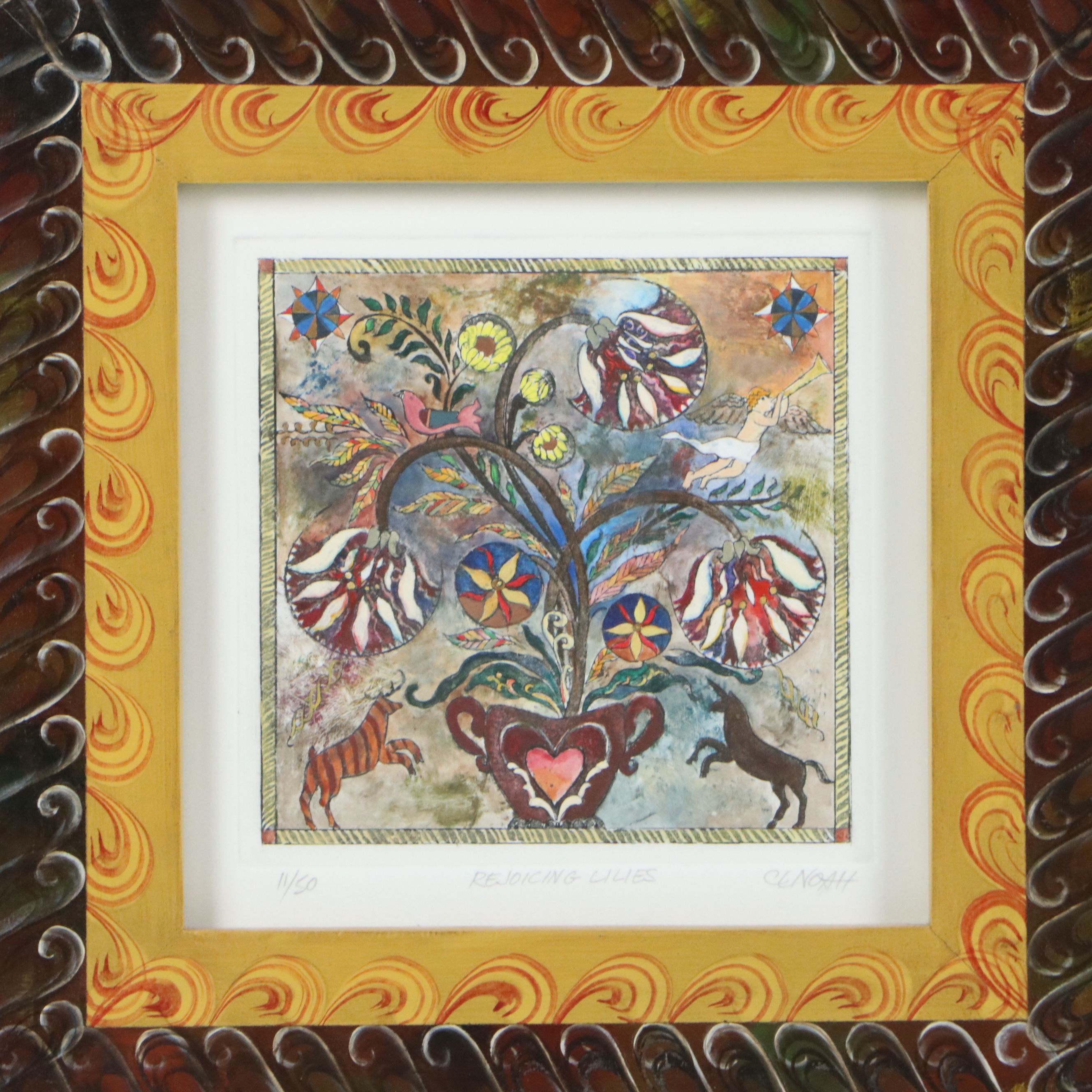 Chris Noah-Cooper Hand-Colored Etchings "Three Tulips" and "Rejoicing Lilies"