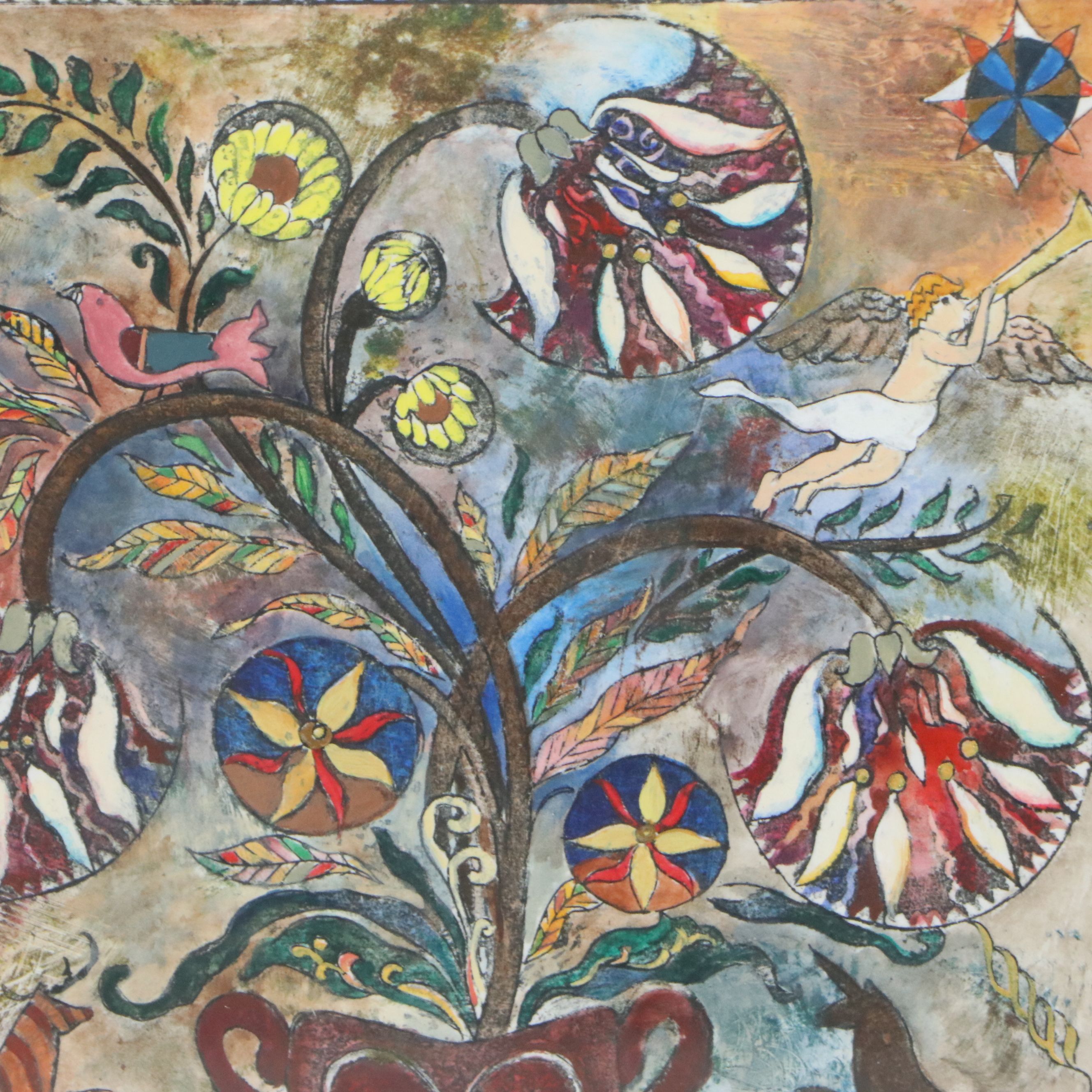 Chris Noah-Cooper Hand-Colored Etchings "Three Tulips" and "Rejoicing Lilies"