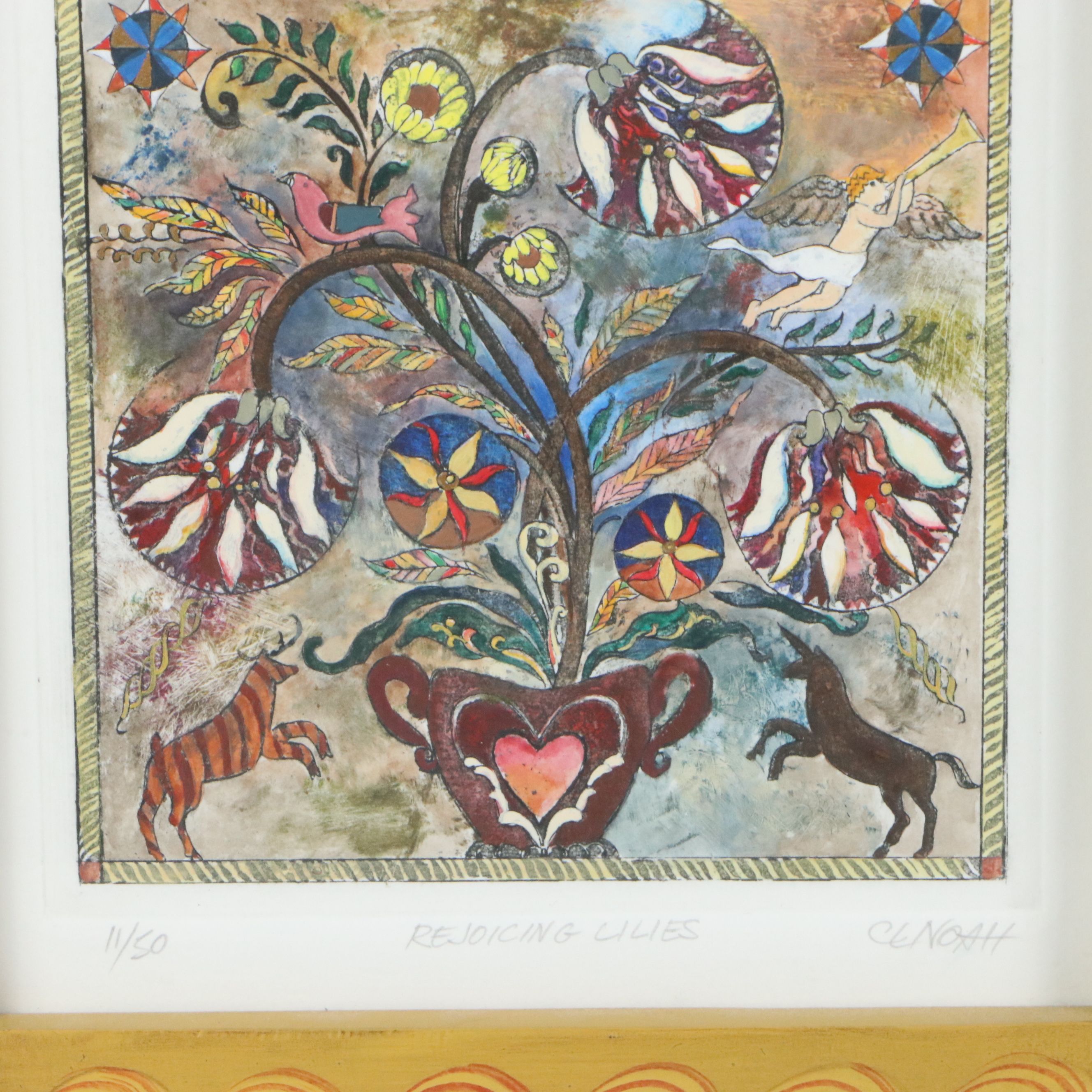 Chris Noah-Cooper Hand-Colored Etchings "Three Tulips" and "Rejoicing Lilies"