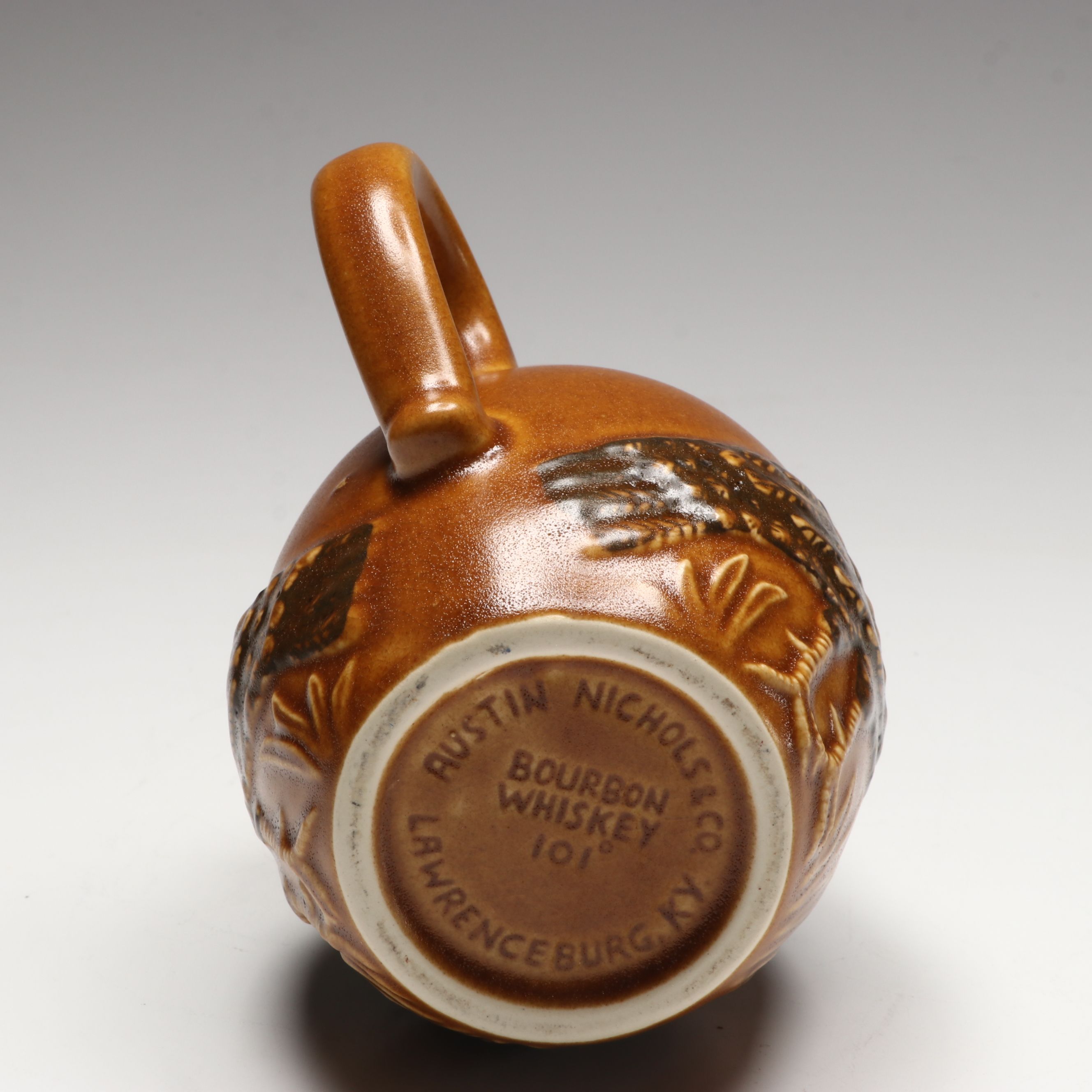 Austin Nichols Wild Turkey Ceramic Pitcher with Sterling and Metal Jiggers