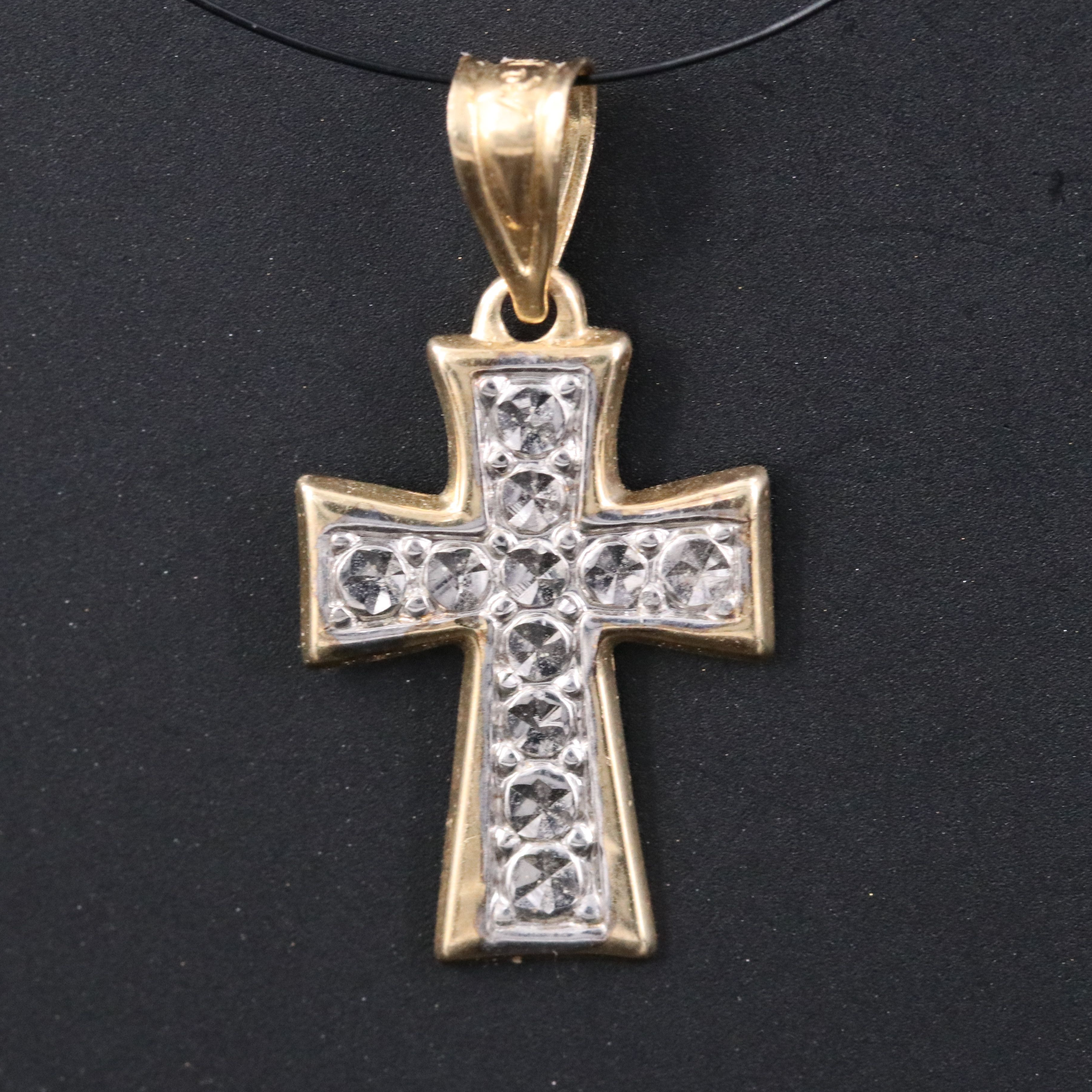 14K Two-Tone Cross Pendant