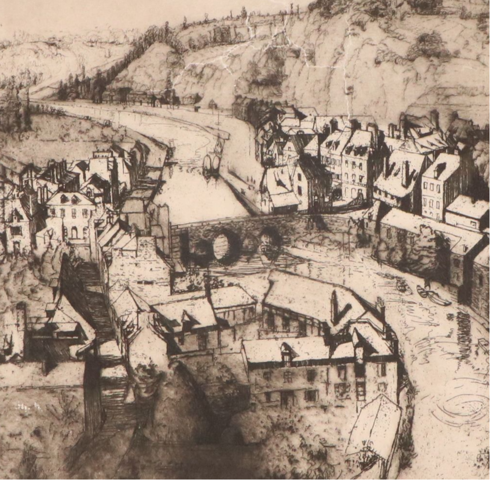 Dorothy Stevens Etching on Paper "Dinan," 1914