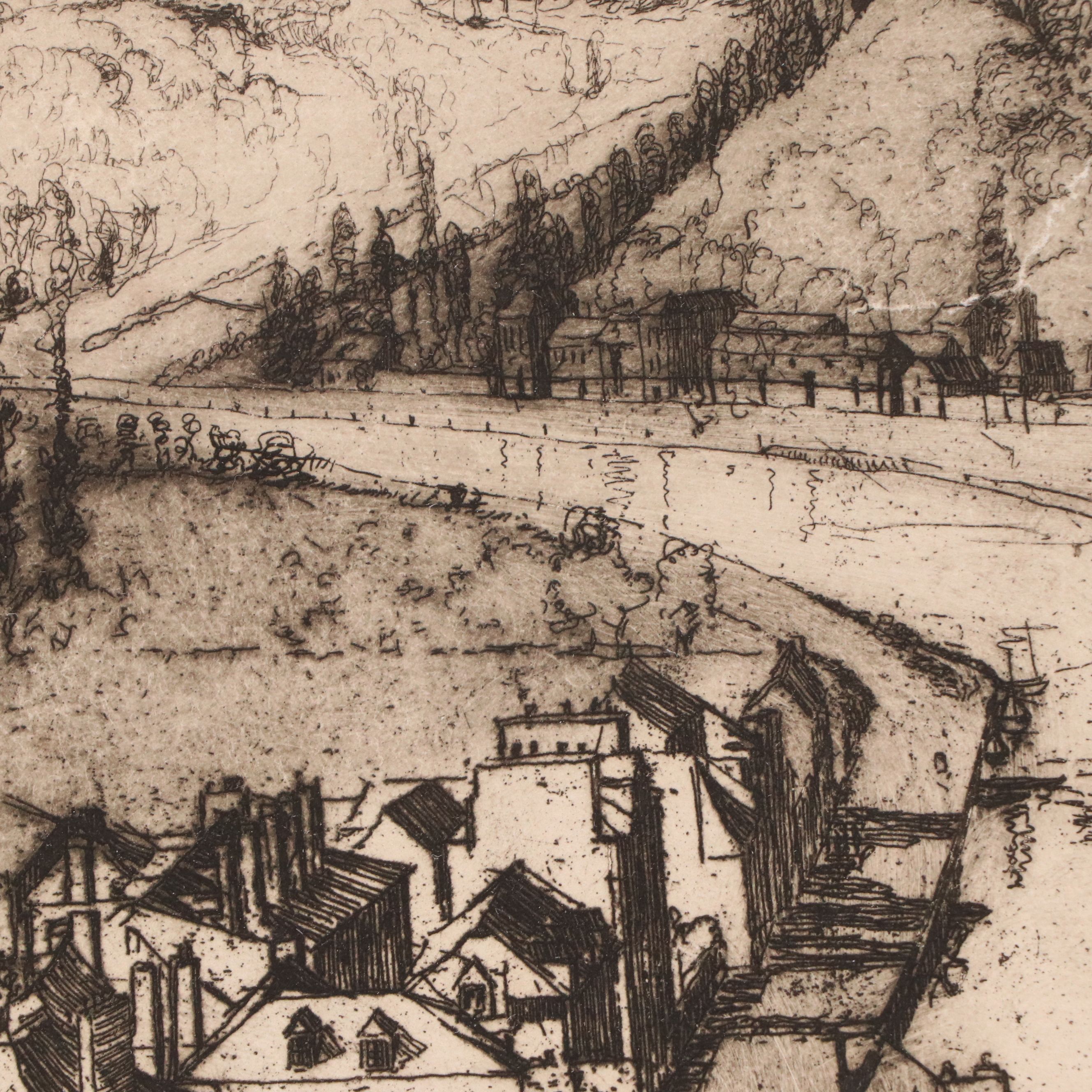 Dorothy Stevens Etching on Paper "Dinan," 1914