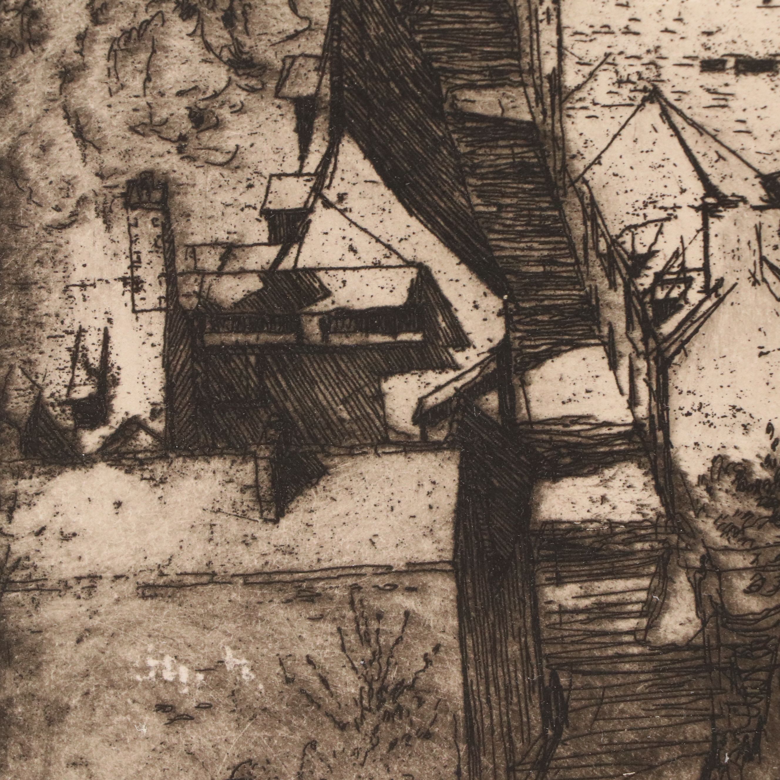 Dorothy Stevens Etching on Paper "Dinan," 1914
