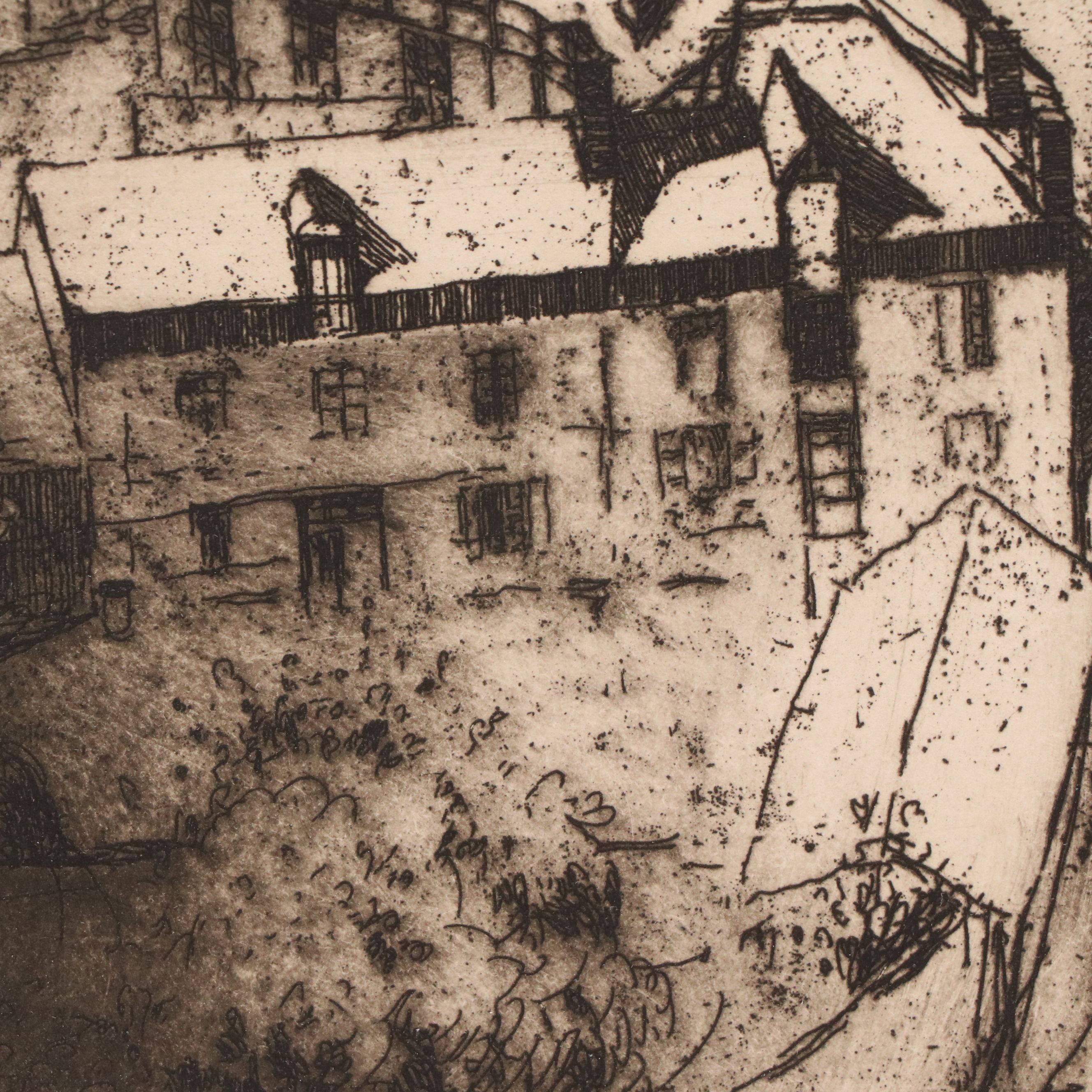 Dorothy Stevens Etching on Paper "Dinan," 1914