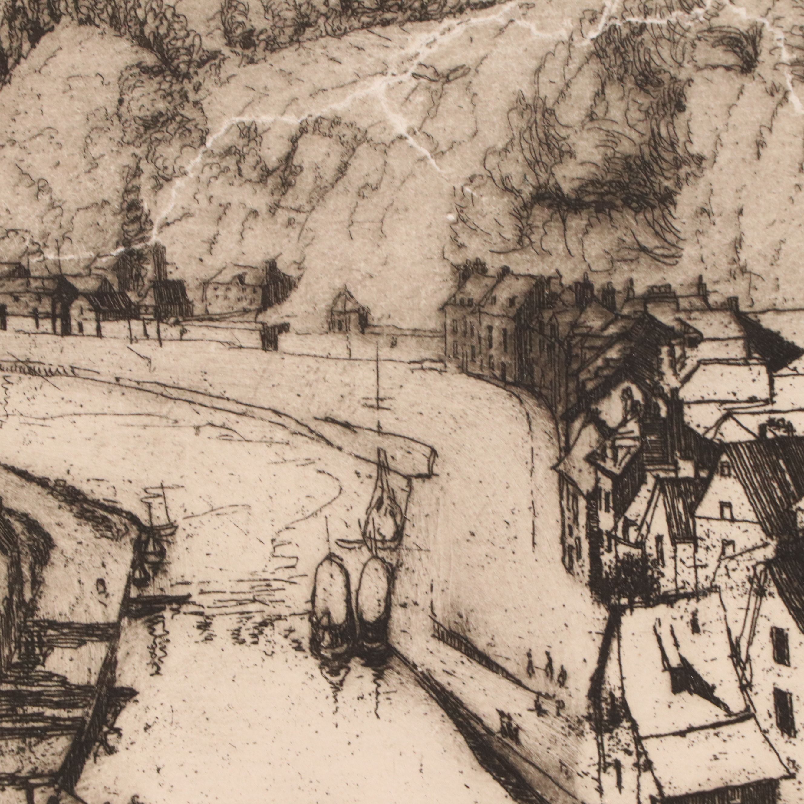 Dorothy Stevens Etching on Paper "Dinan," 1914