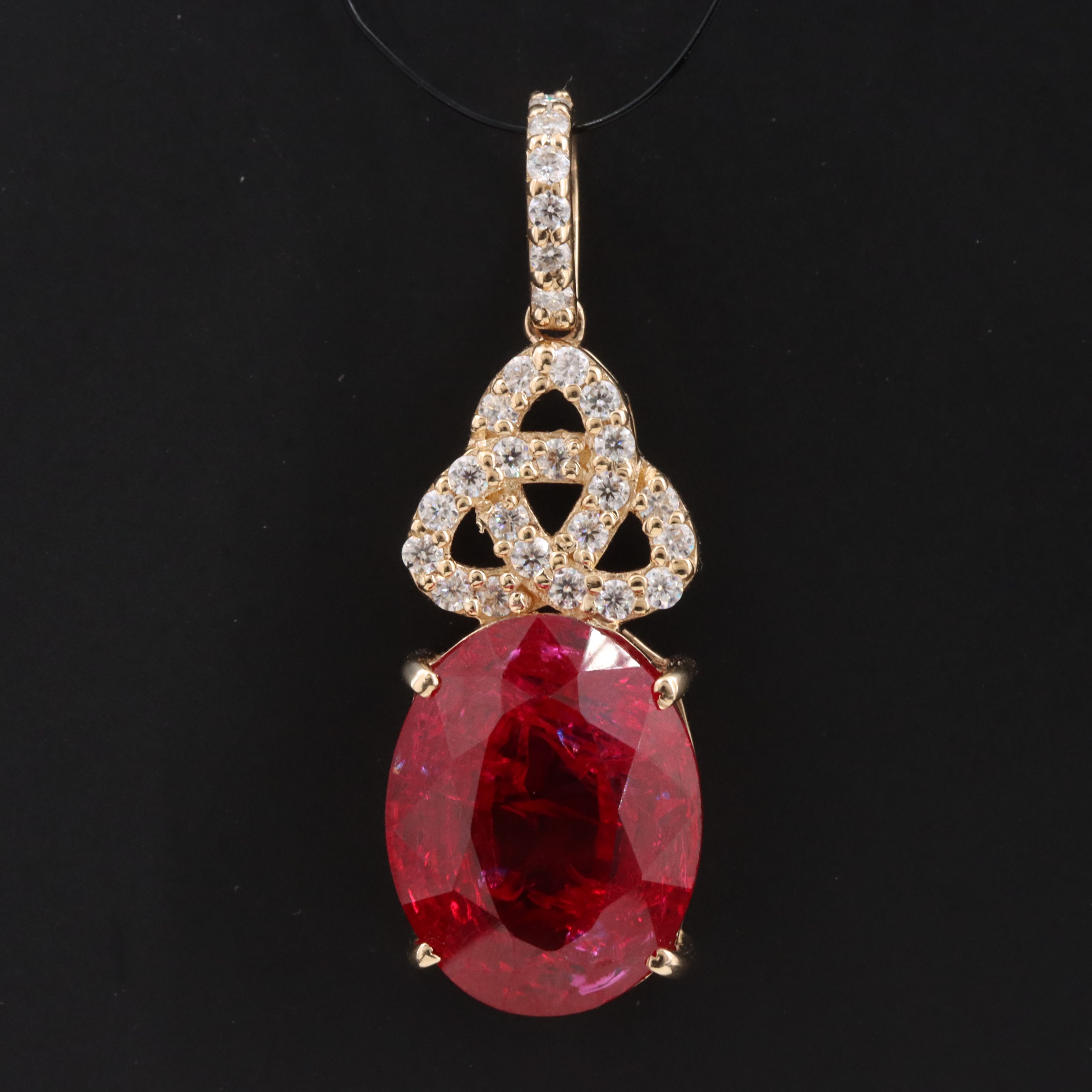 14K 5.09 CT Ruby and Moissanite Pendant