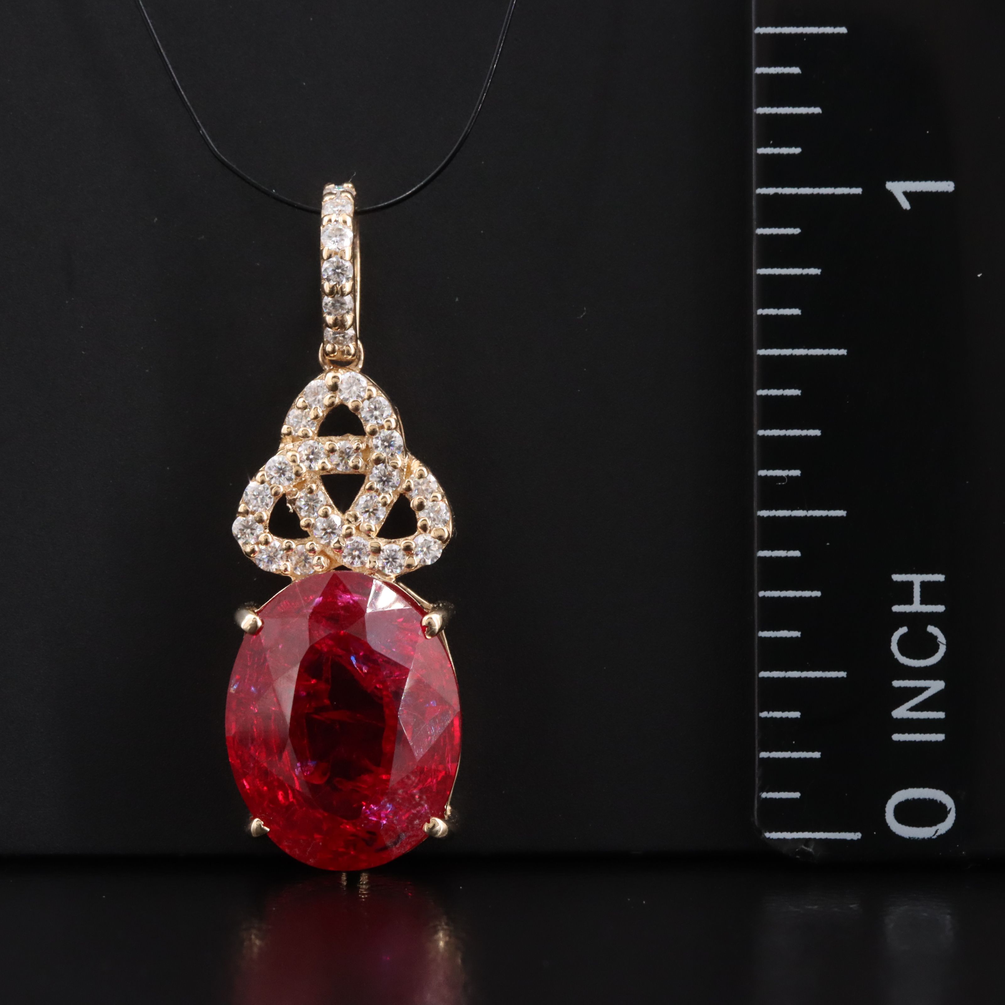 14K 5.09 CT Ruby and Moissanite Pendant