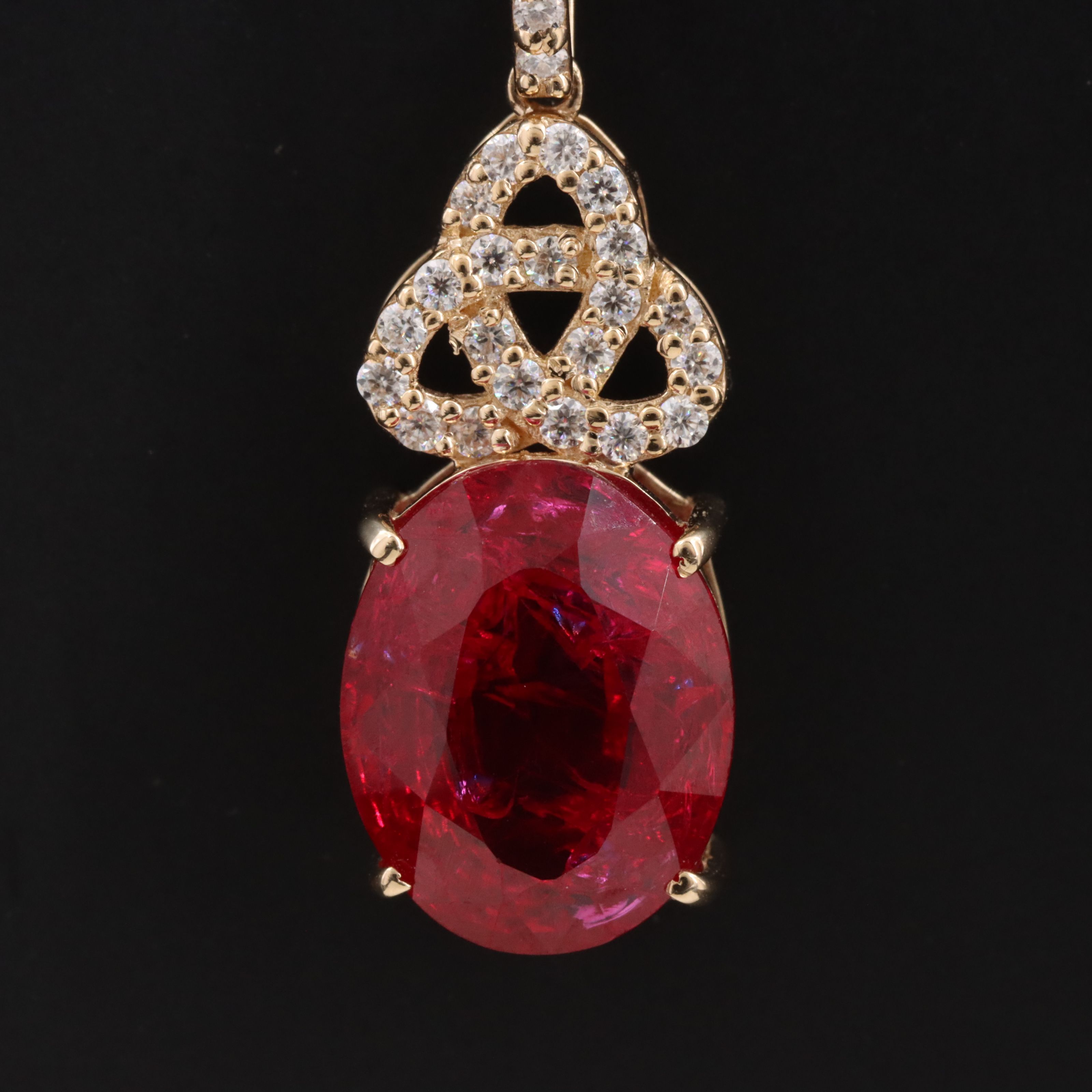14K 5.09 CT Ruby and Moissanite Pendant