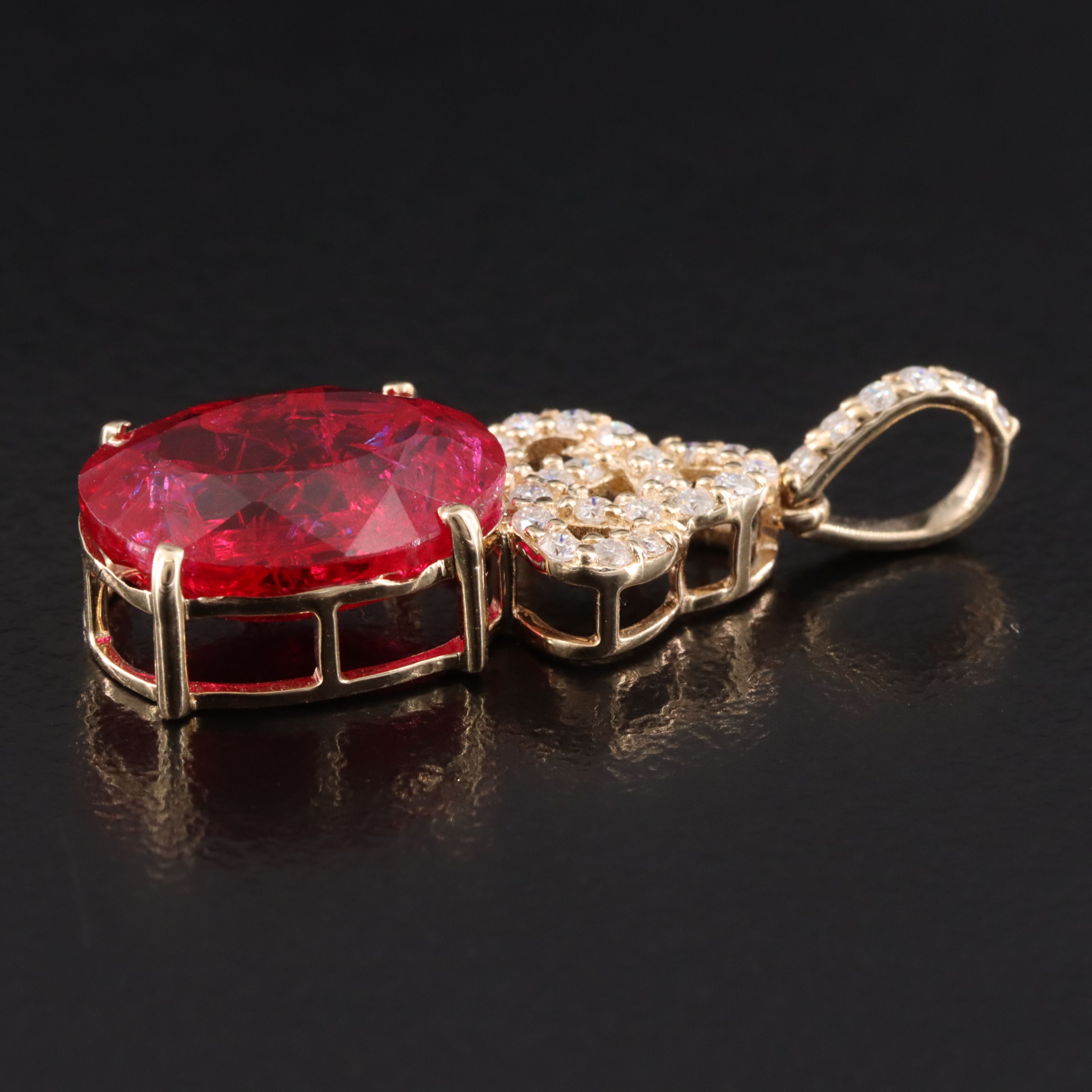 14K 5.09 CT Ruby and Moissanite Pendant
