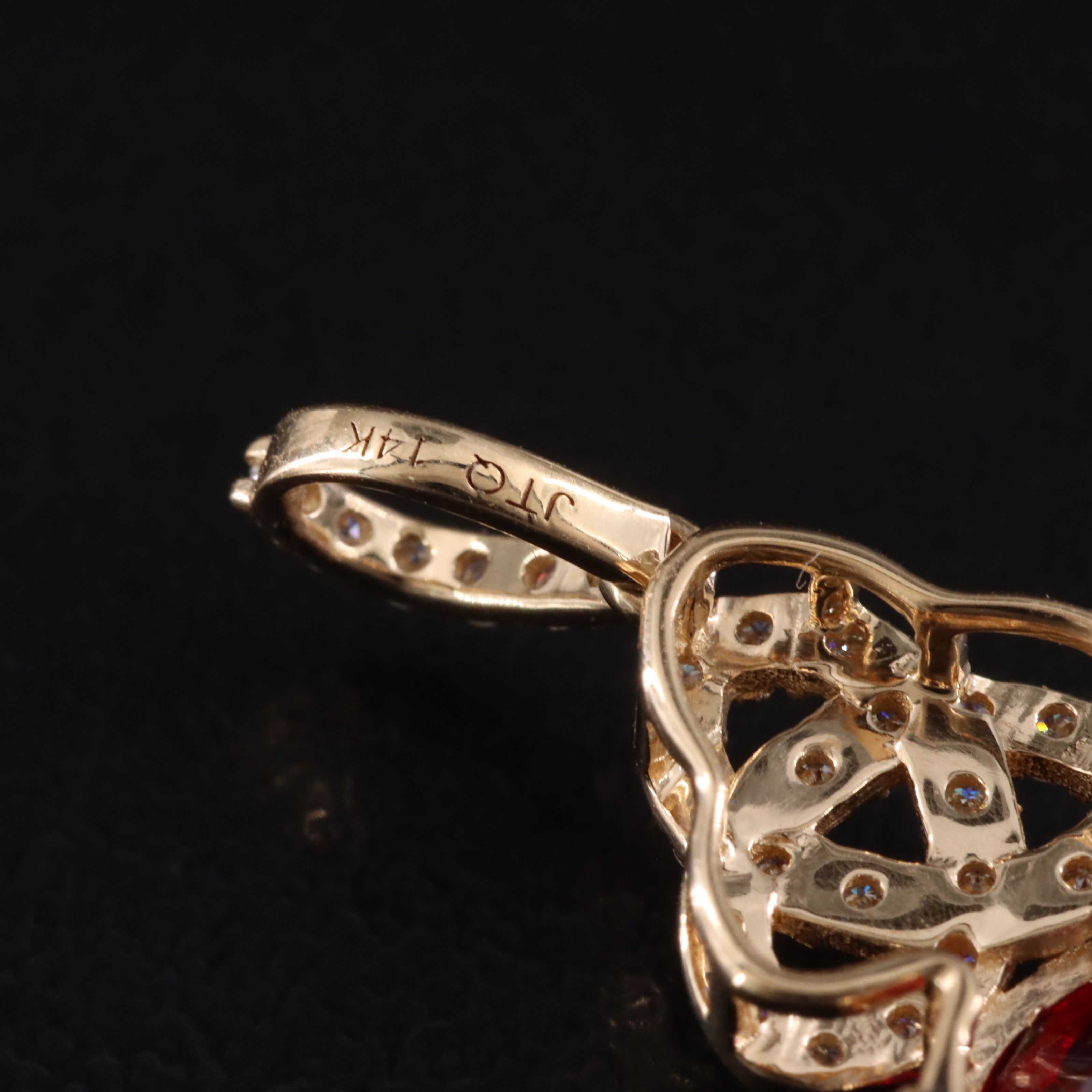 14K 5.09 CT Ruby and Moissanite Pendant