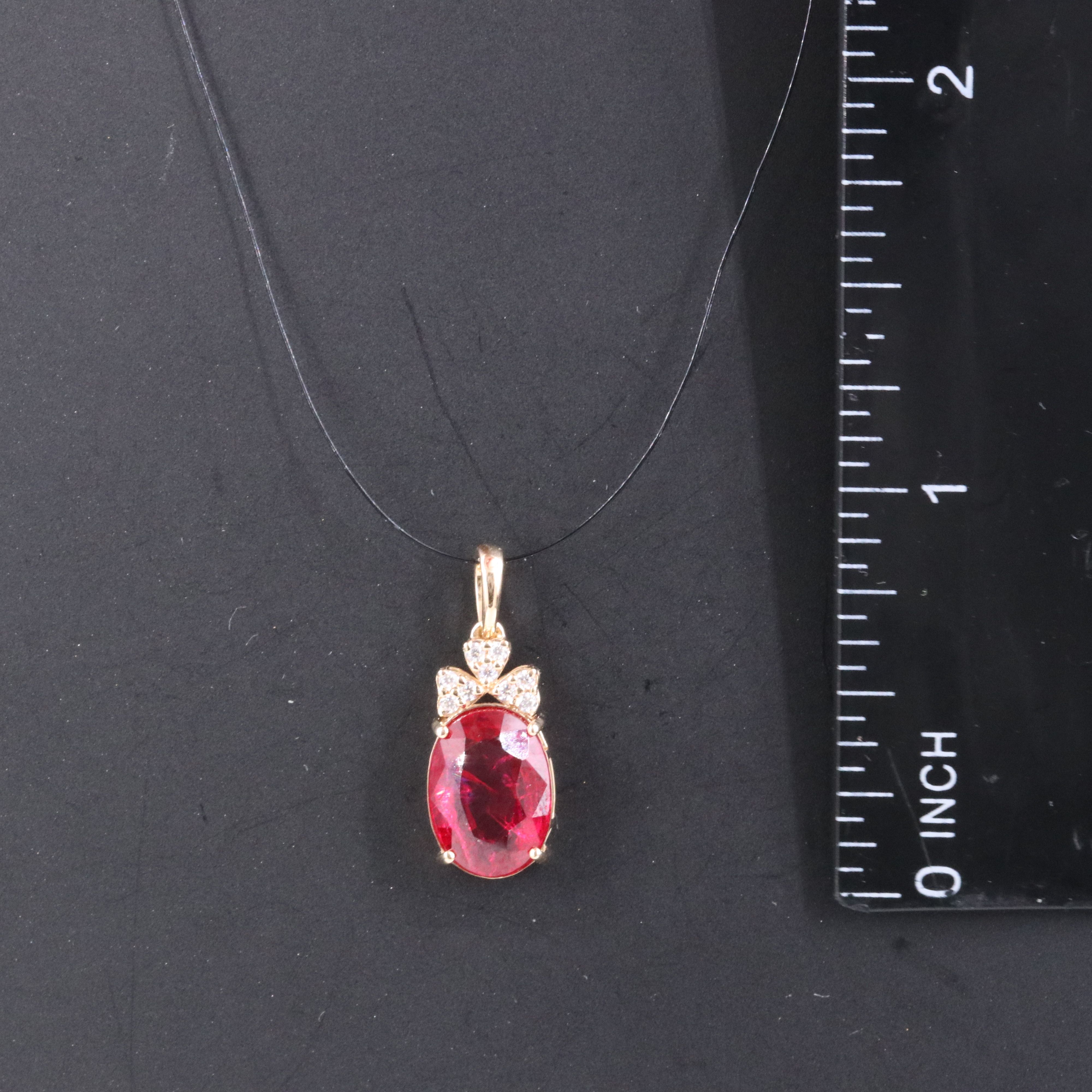 14K 2.66 CT Lab Grown Ruby and Moissanite Pendant